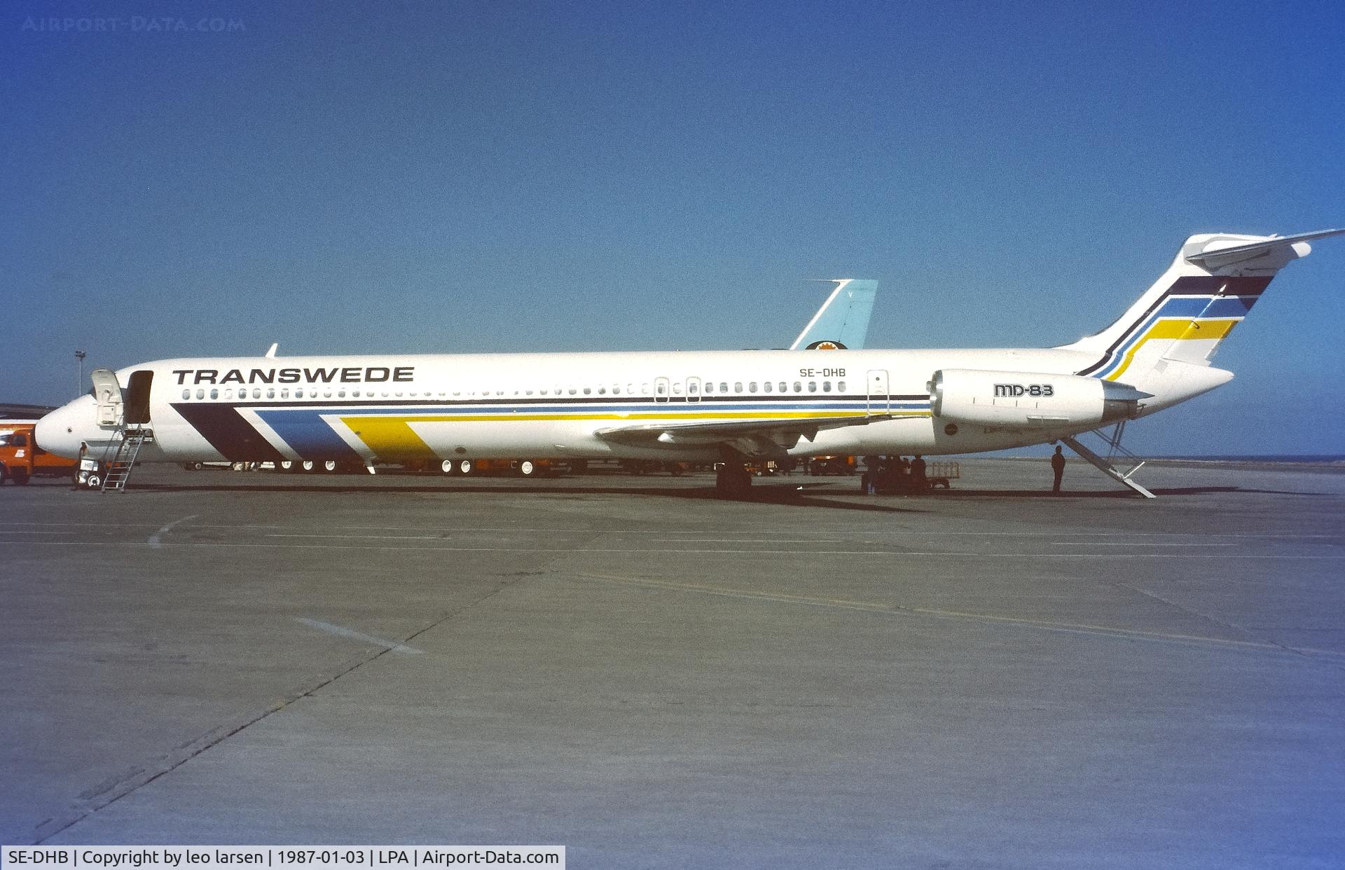 SE-DHB, 1986 McDonnell Douglas MD-83 (DC-9-83) C/N 49396, Las Palmas 3.1.1987