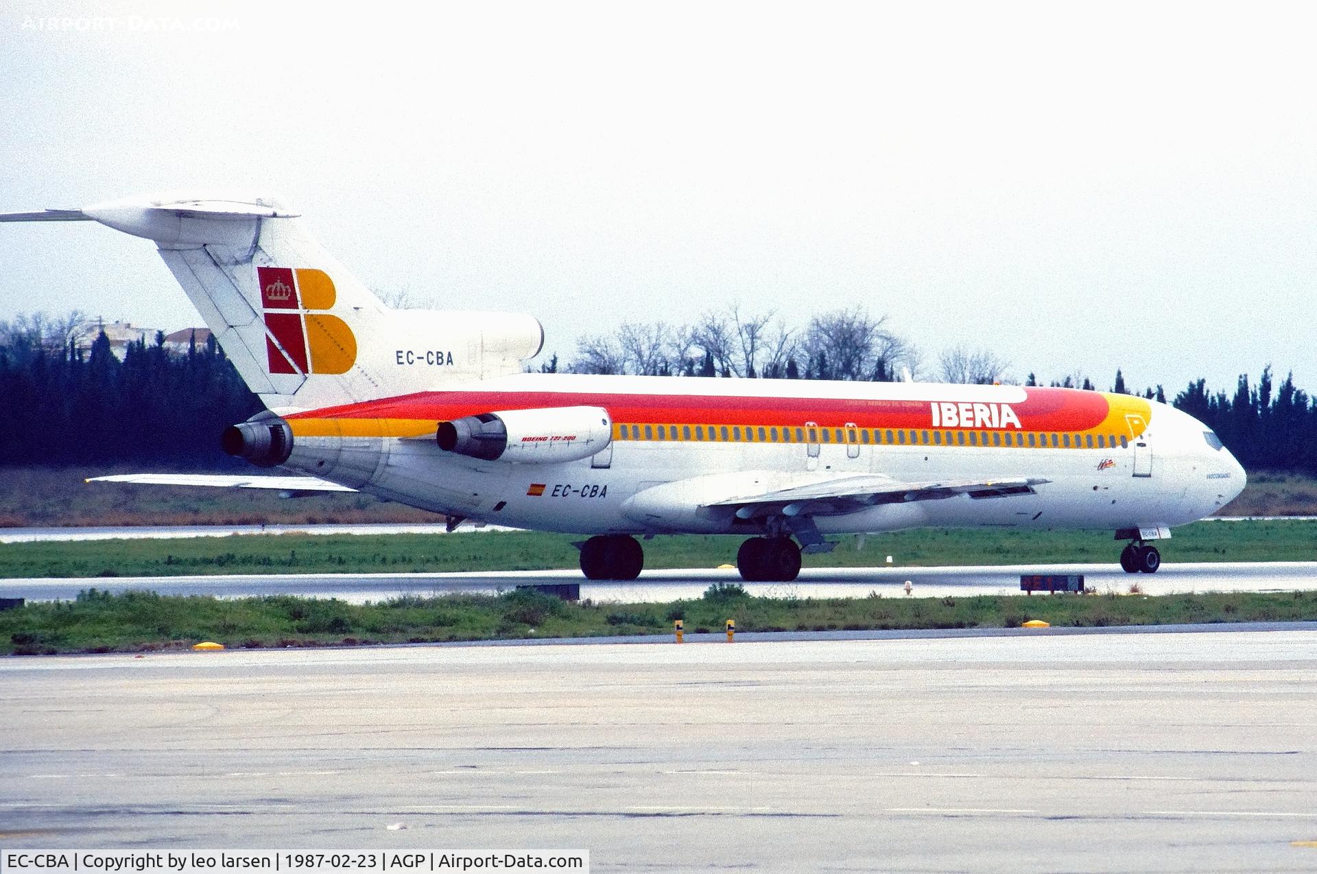 EC-CBA, 1972 Boeing 727-256 C/N 20595, Malaga 23.2.1987