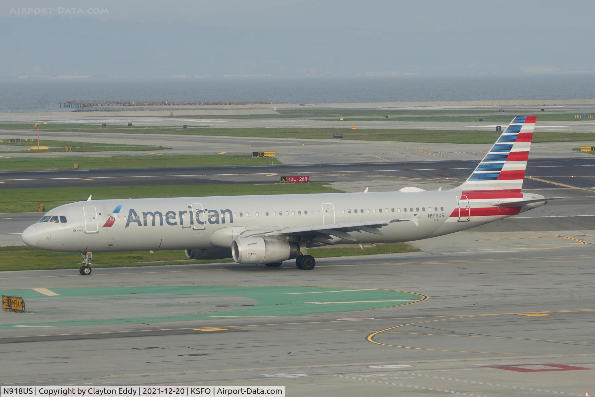 N918US, 2015 Airbus A321-231 C/N 6443, Pic taken from Sky Terrace SFO 2021.