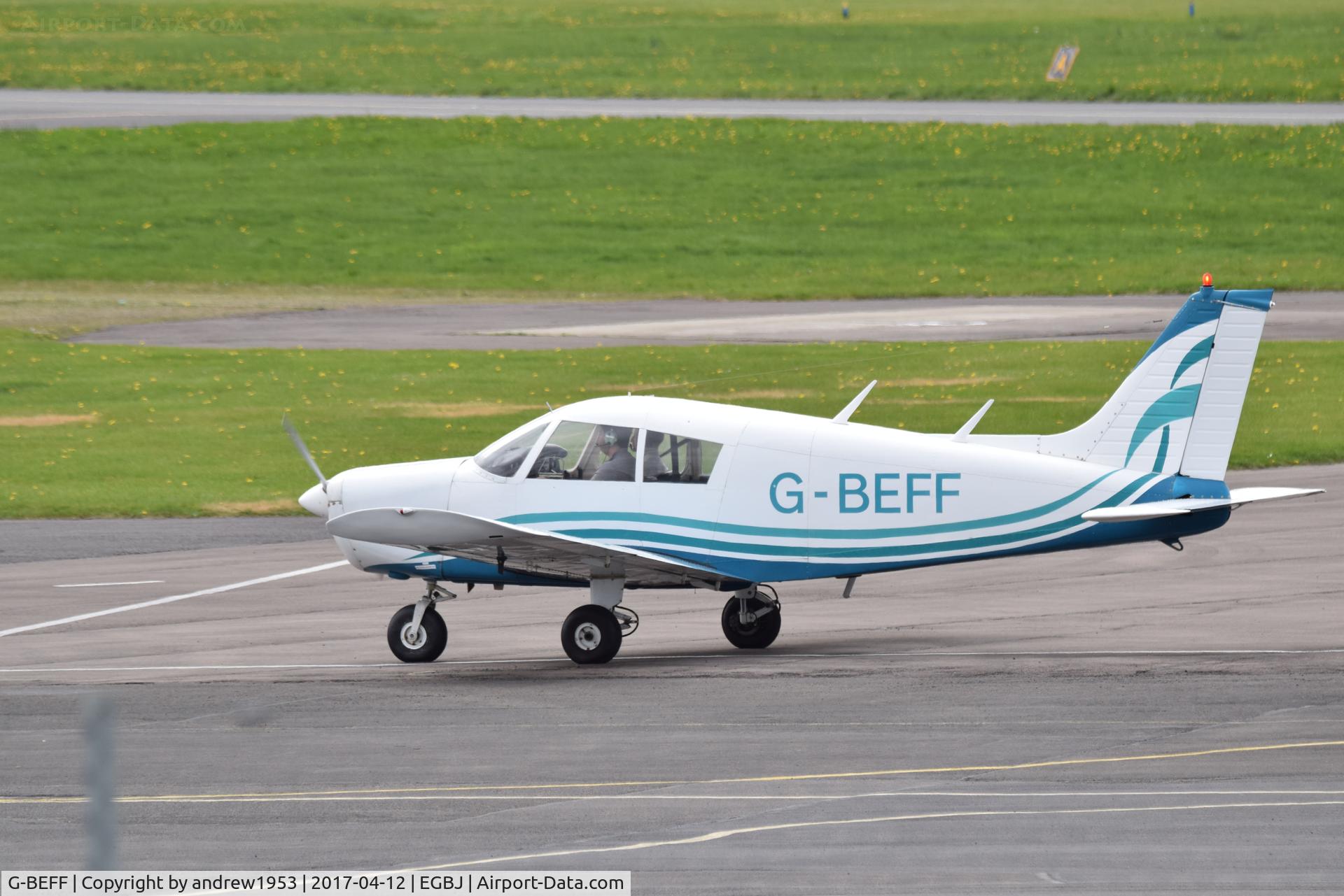 G-BEFF, 1973 Piper PA-28-140 Cherokee F C/N 28-7325228, G-BEFF at Gloucestershire Airport.