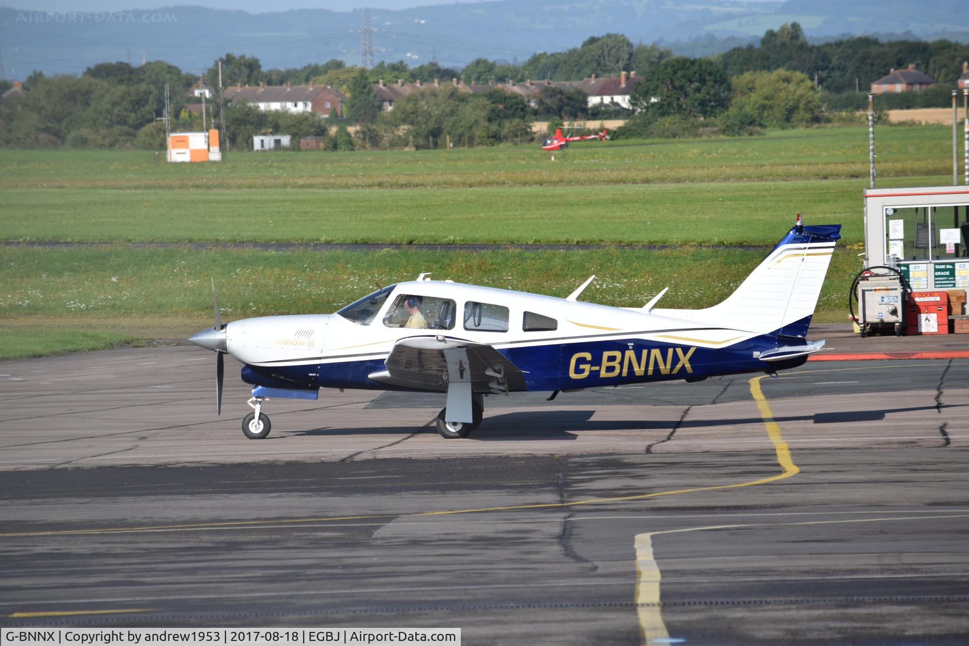 G-BNNX, 1977 Piper PA-28R-201T Cherokee Arrow III C/N 28R-7703009, G-BNNX at Gloucestershire Airport.