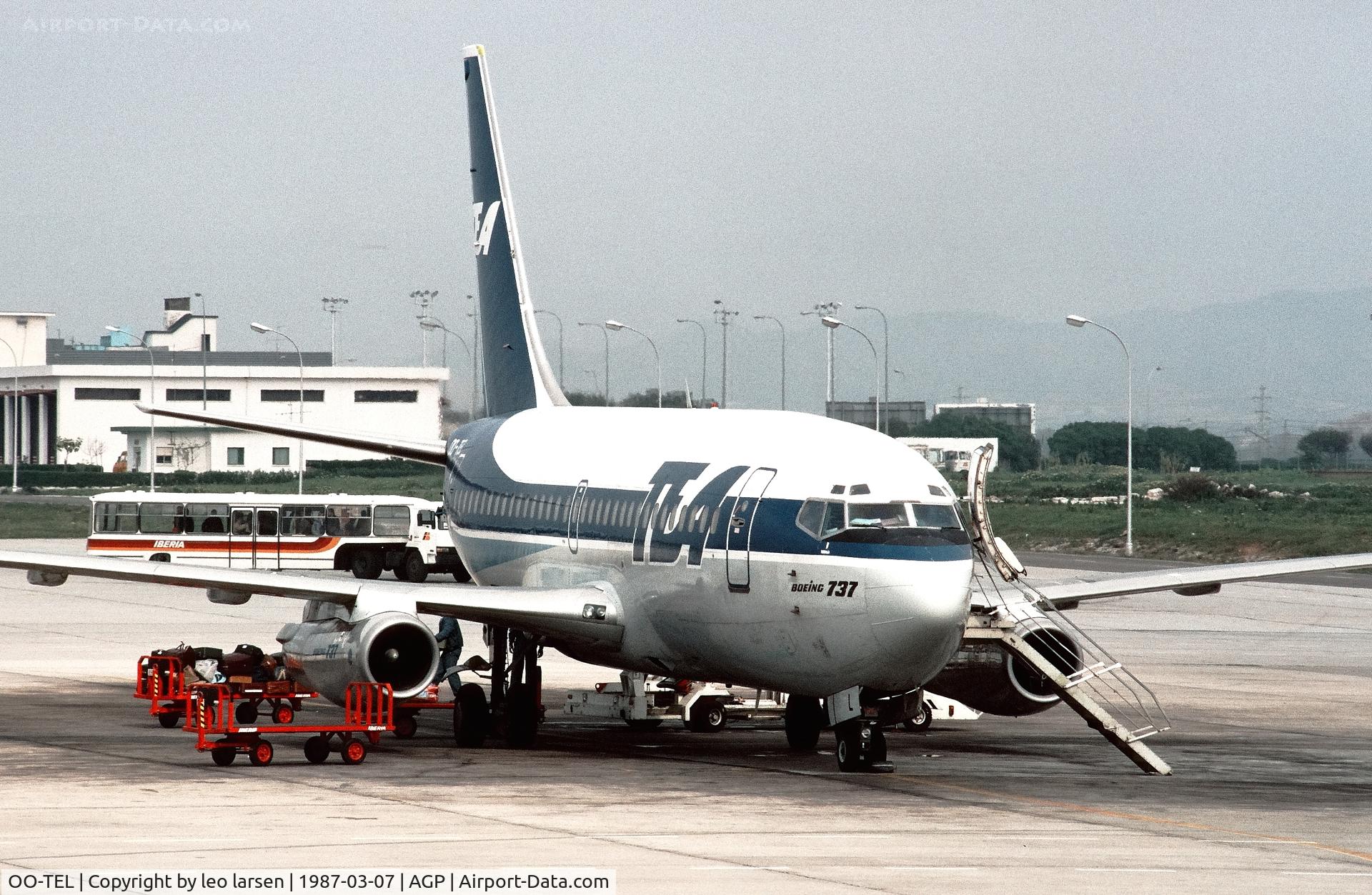 OO-TEL, 1979 Boeing 737-2M8 C/N 21736, Malaga 7.3.1987
