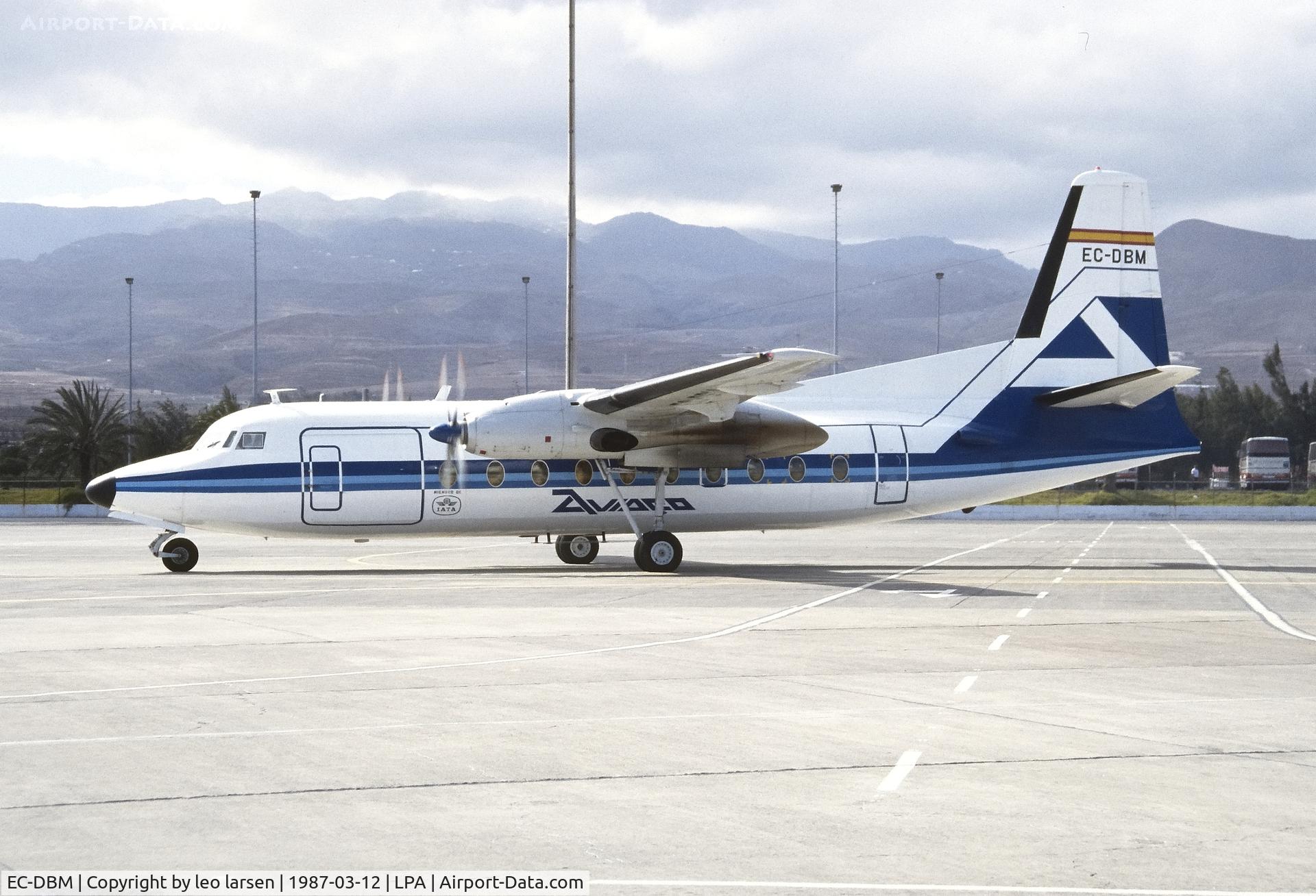 EC-DBM, 1969 Fokker F.27-600 Friendship C/N 10421, Las Palmas 12.3.1987