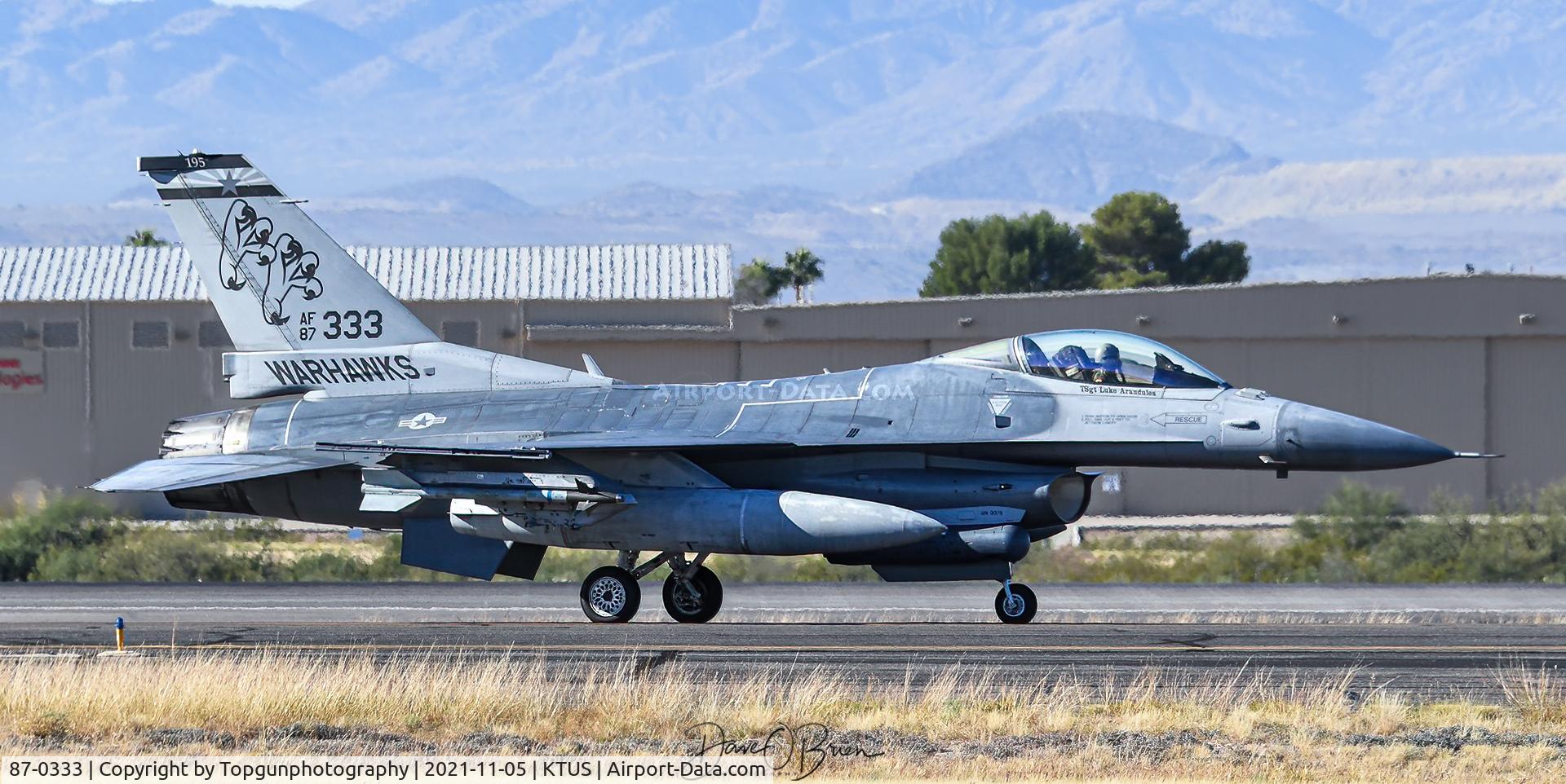 87-0333, 1987 General Dynamics F-16C Fighting Falcon C/N 5C-594, WARHAWKS