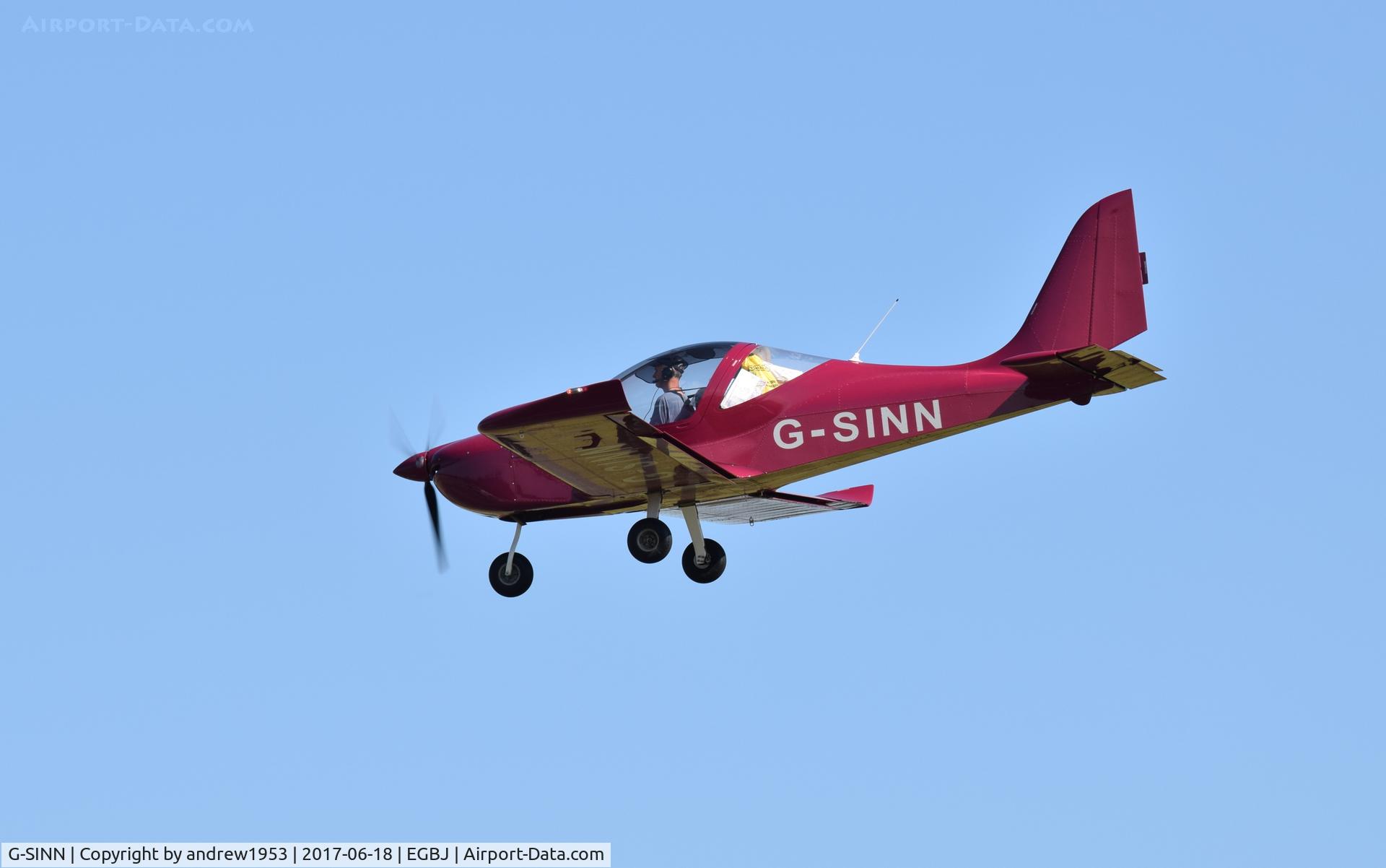 G-SINN, 2014 Aerotechnik EV-97 Eurostar C/N 2014-4203, G-SINN at Gloucestershire Airport.