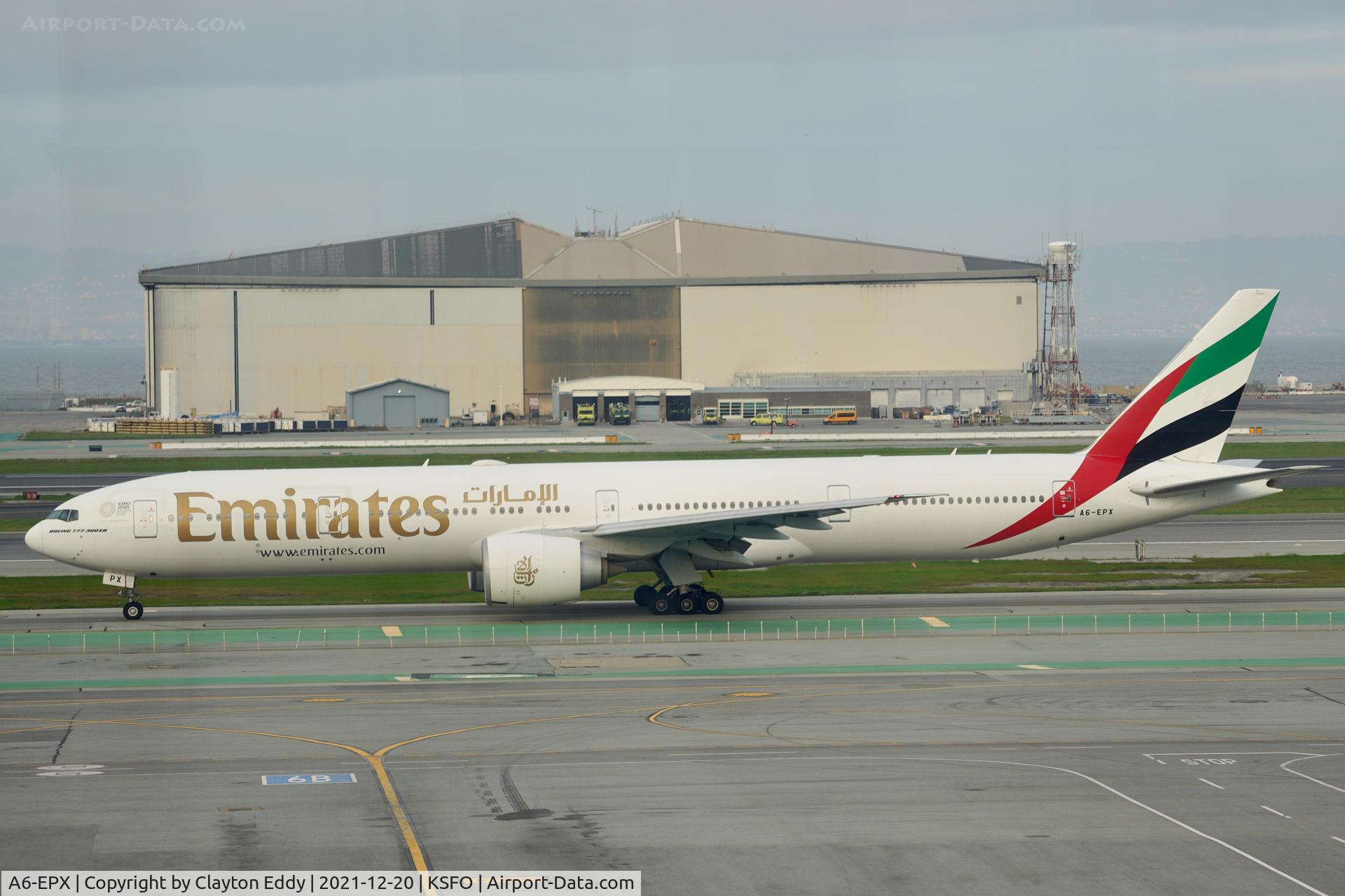 A6-EPX, 2016 Boeing 777-31H/ER C/N 42343, Pic taken from SkyTerrace SFO 2021.