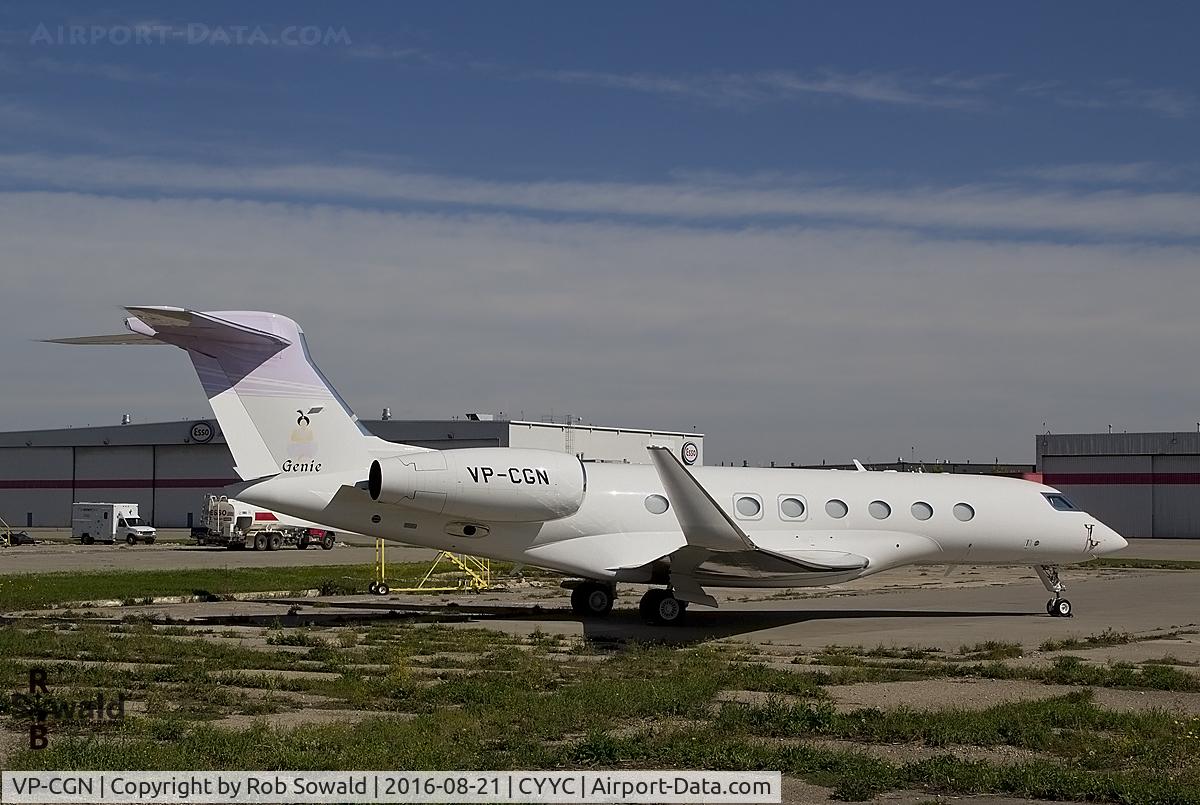 VP-CGN, 2007 Gulfstream Aerospace V-SP G550 C/N 5149, Parked at CYYC.