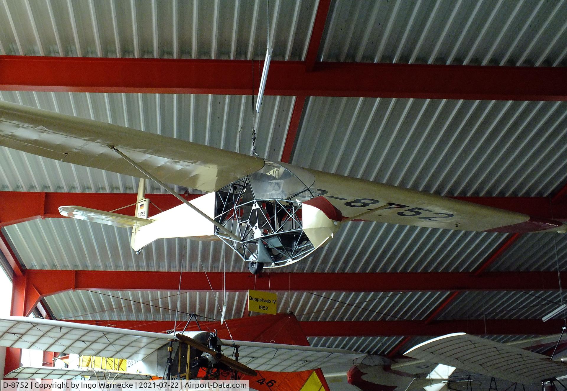D-8752, 1952 Raab Doppelraab IV C/N 254, Raab Doppelraab IV (minus outer skin at cockpit section) at the Flugausstellung P. Junior, Hermeskeil