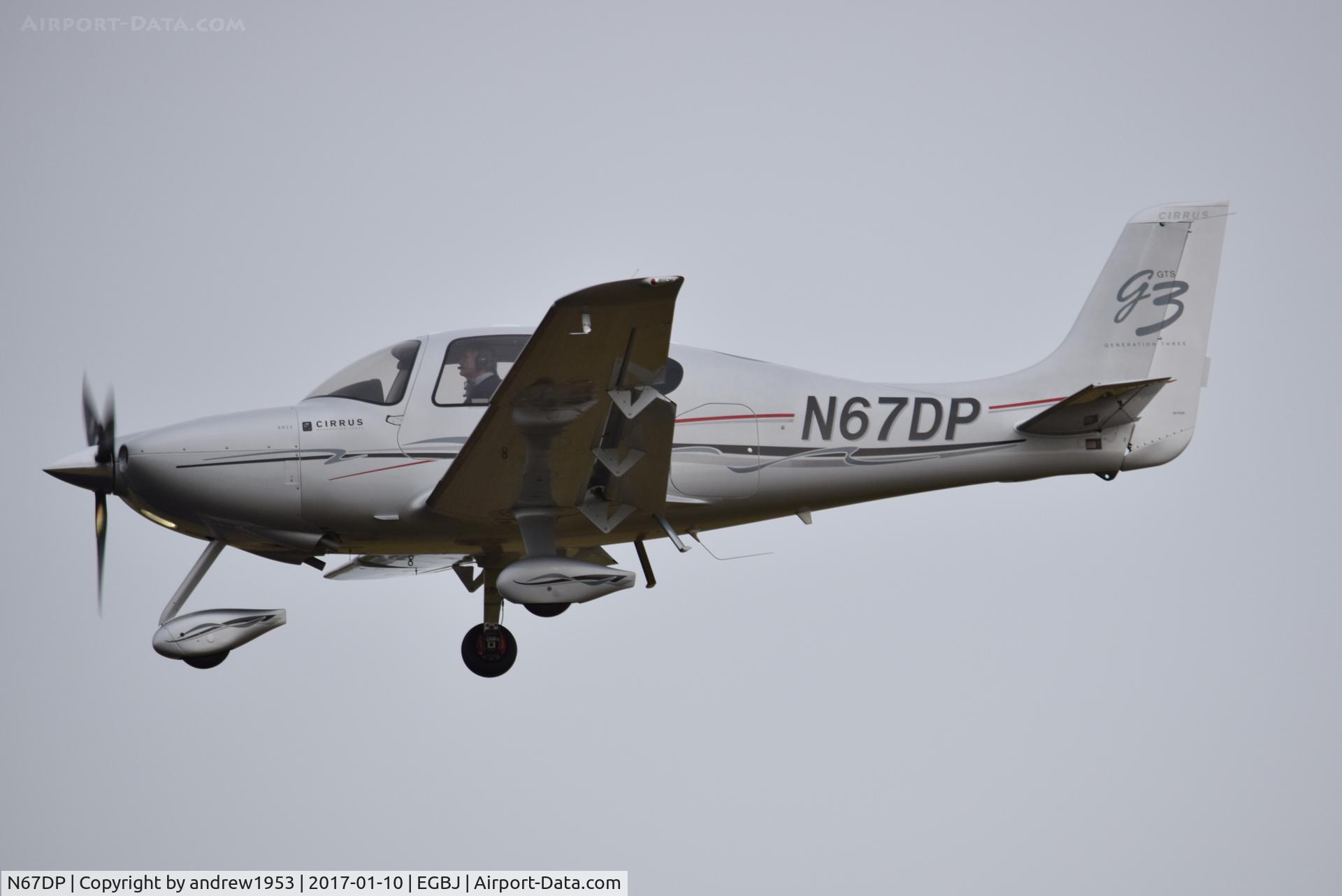 N67DP, 2008 Cirrus SR22 G3 GTS C/N 2933, N67DP at Gloucestershire Airport.