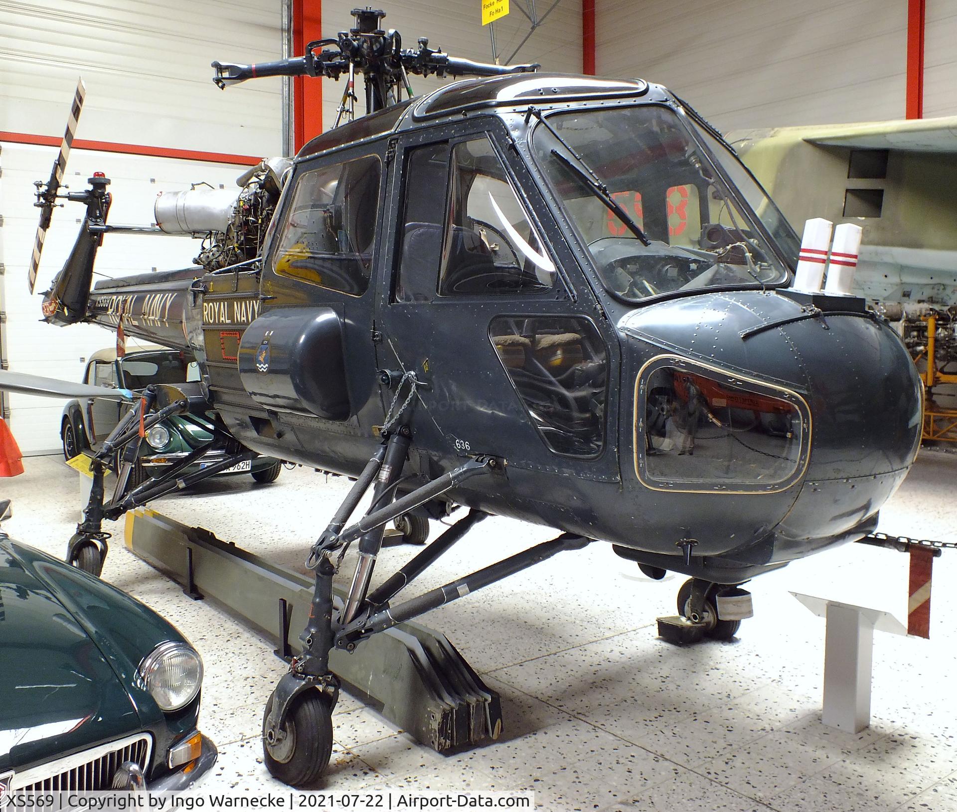 XS569, Westland Wasp HAS.1 C/N F9580, Westland Wasp HAS1 (rotor blades dismounted) at the Flugausstellung P. Junior, Hermeskeil