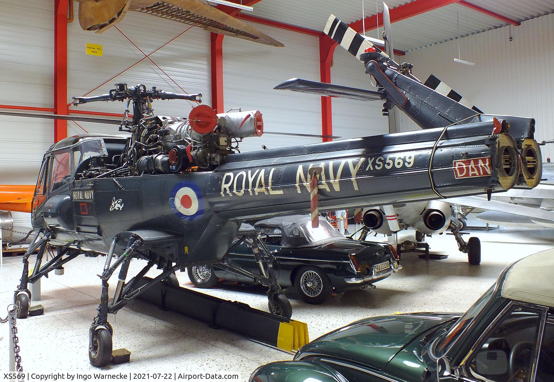 XS569, Westland Wasp HAS.1 C/N F9580, Westland Wasp HAS1 (rotor blades dismounted) at the Flugausstellung P. Junior, Hermeskeil