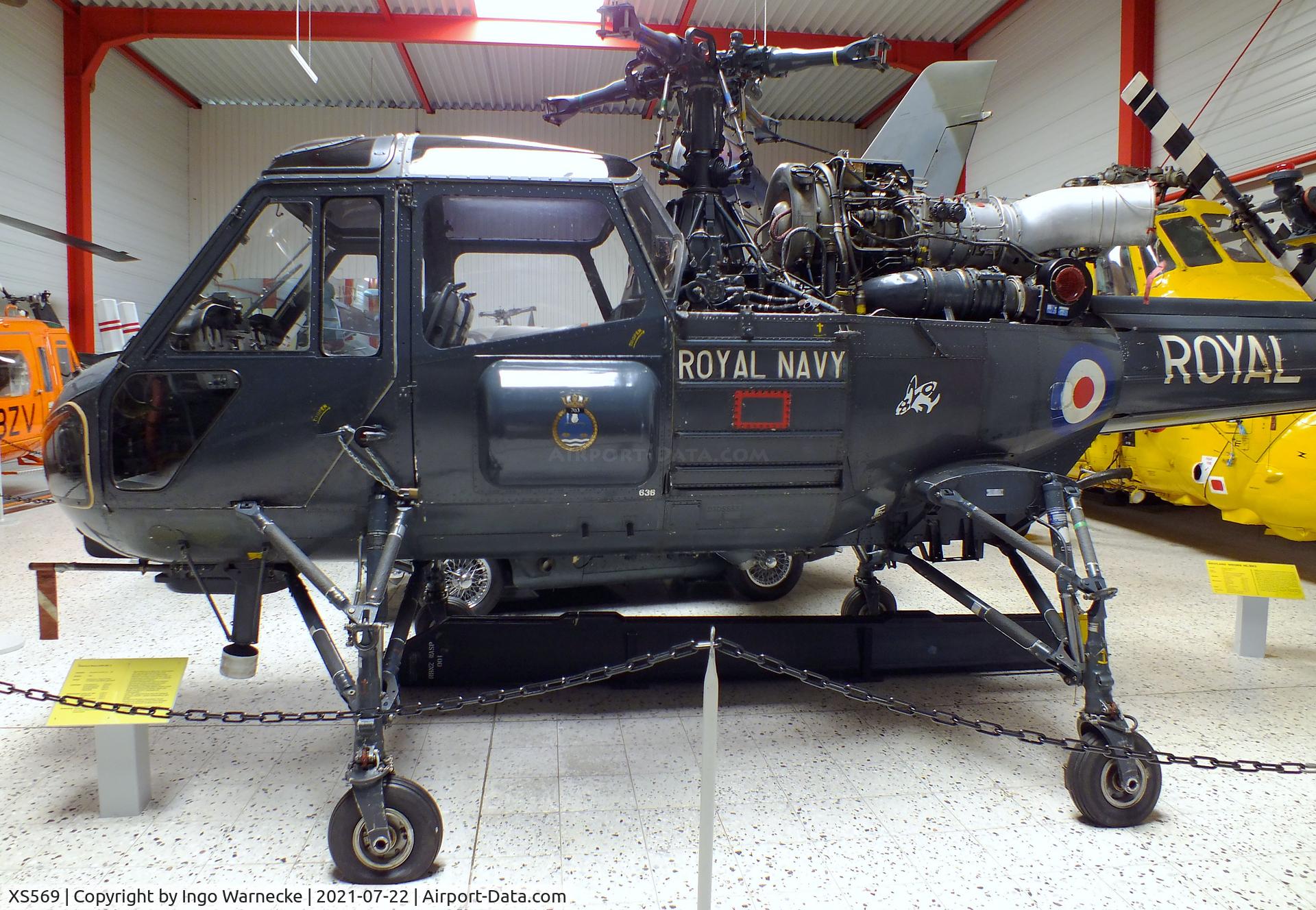 XS569, Westland Wasp HAS.1 C/N F9580, Westland Wasp HAS1 (rotor blades dismounted) at the Flugausstellung P. Junior, Hermeskeil