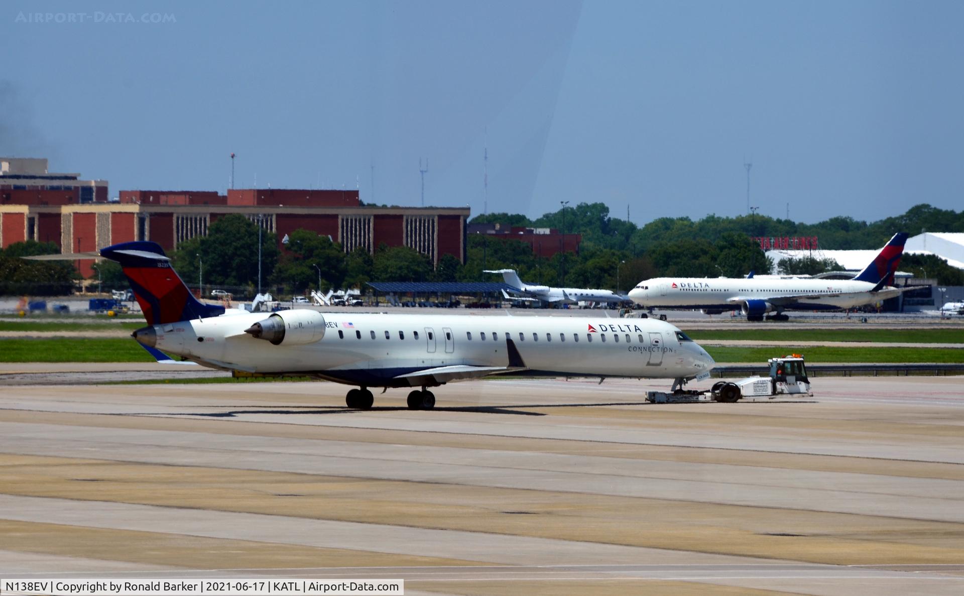 N138EV, 2010 Bombardier CRJ-900ER (CL-600-2D24) C/N 15235, Towed to parking spot Atlanta