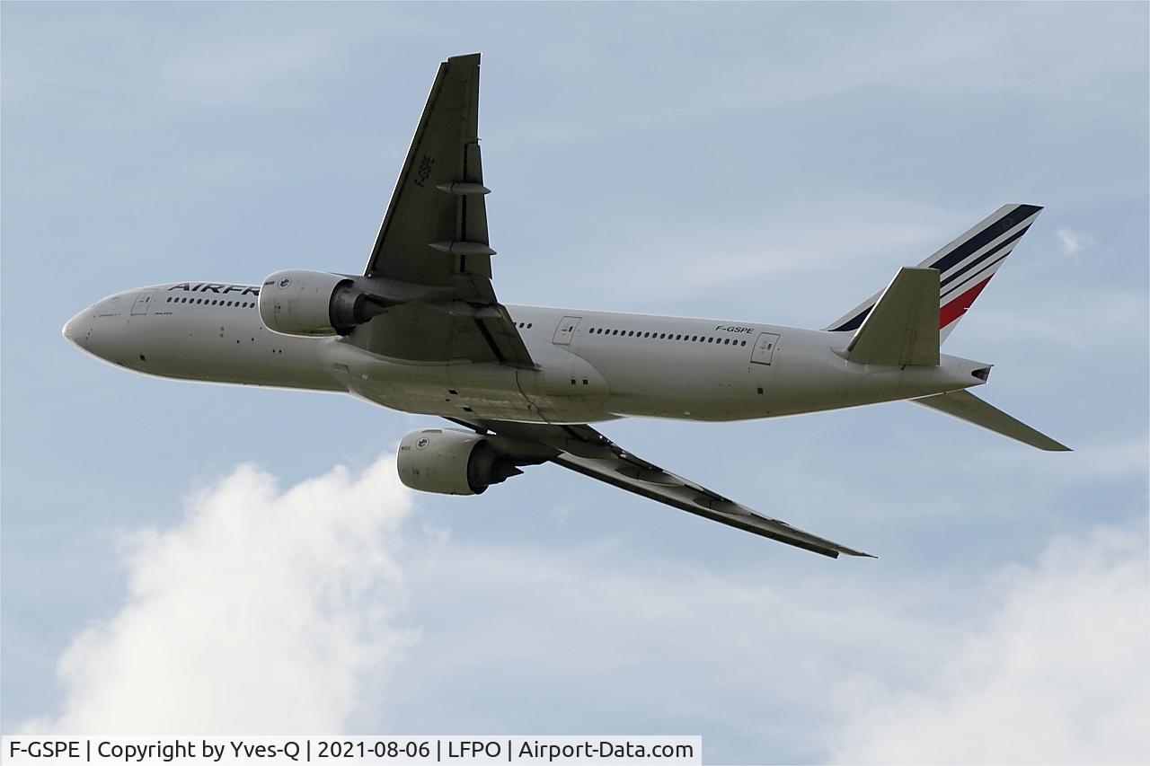 F-GSPE, 1999 Boeing 777-228/ER C/N 29006, Boeing 777-228-ER, Climbing from rwy 24,Paris Orly airport (LFPO-ORY)