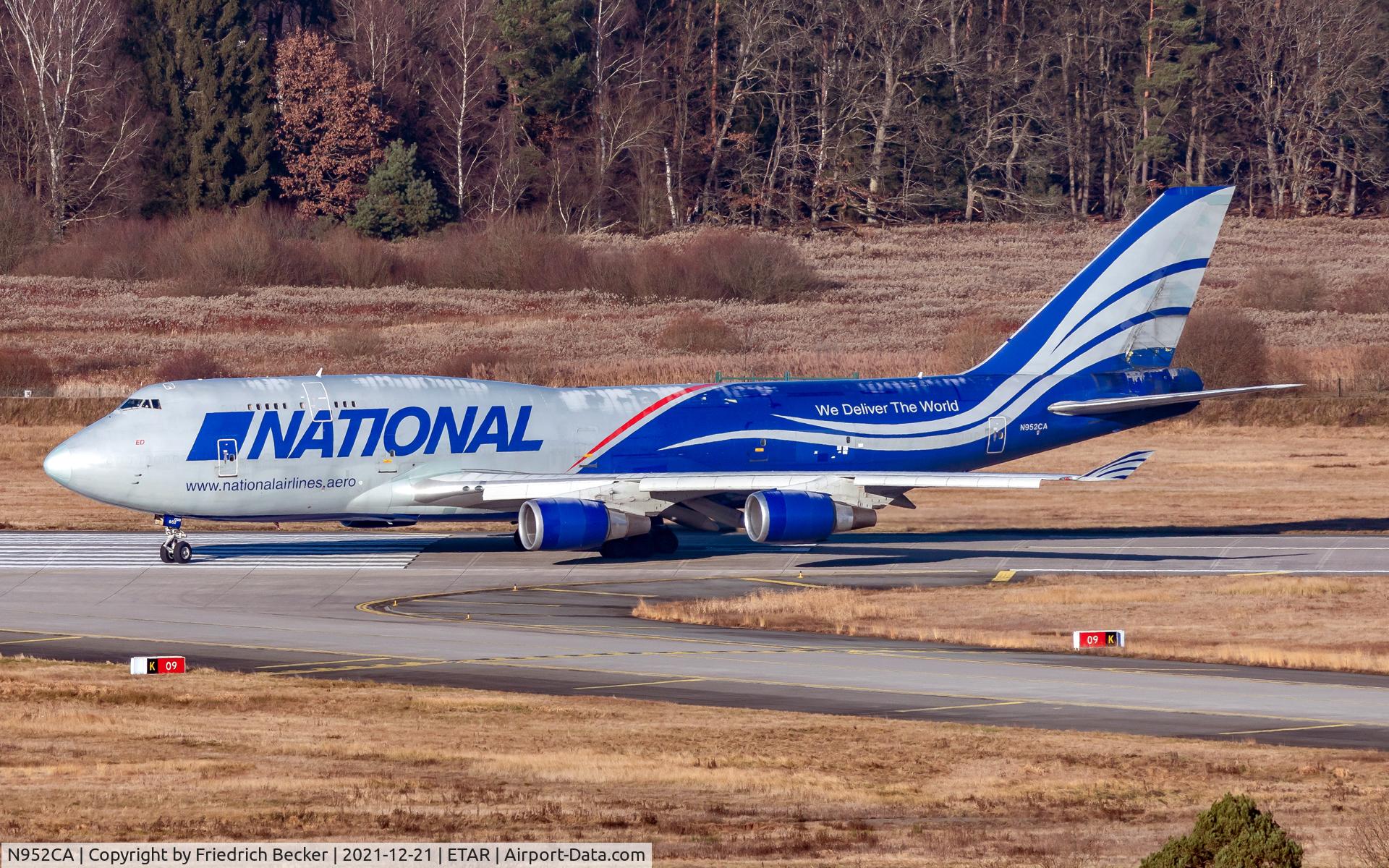 N952CA, 1991 Boeing 747-428M(BCF) C/N 25238, taxying to the active