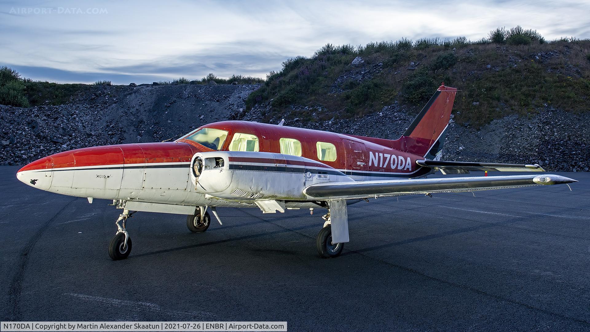 N170DA, 1970 Piper PA-31P Navajo Navajo C/N 31P-029, Used by the Avinor Fire and Rescue service for abouat a year, and showing signs of use. Parked in the north training area at the airport.