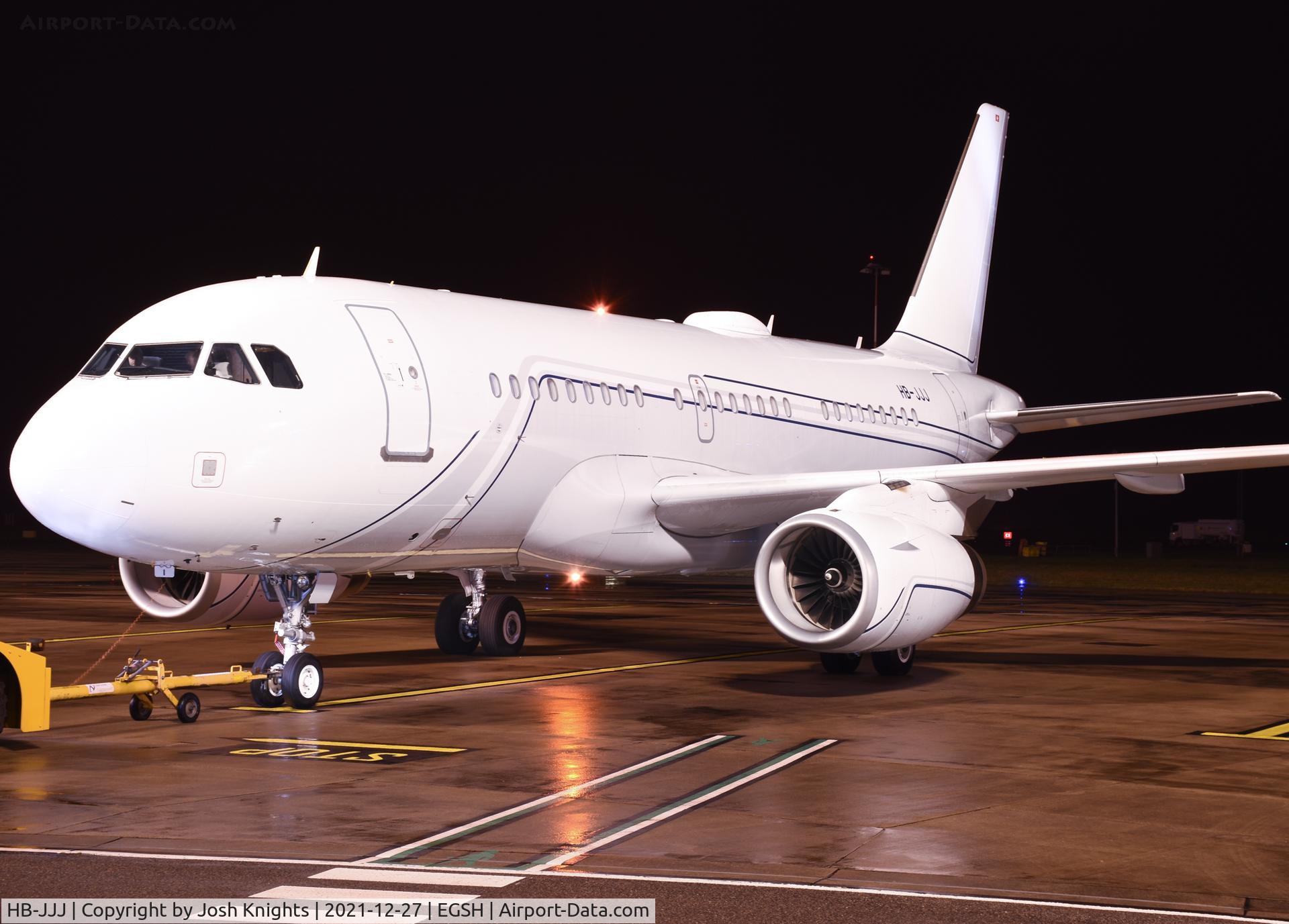 HB-JJJ, 2005 Airbus A319-133CJ C/N 2421, On Pushback Before Departure to Palma.