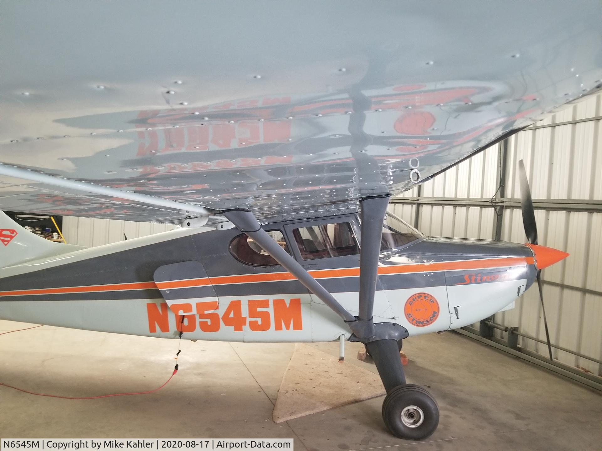 N6545M, 1948 Stinson 108-3 Voyager C/N 108-4545, KPUB hangar