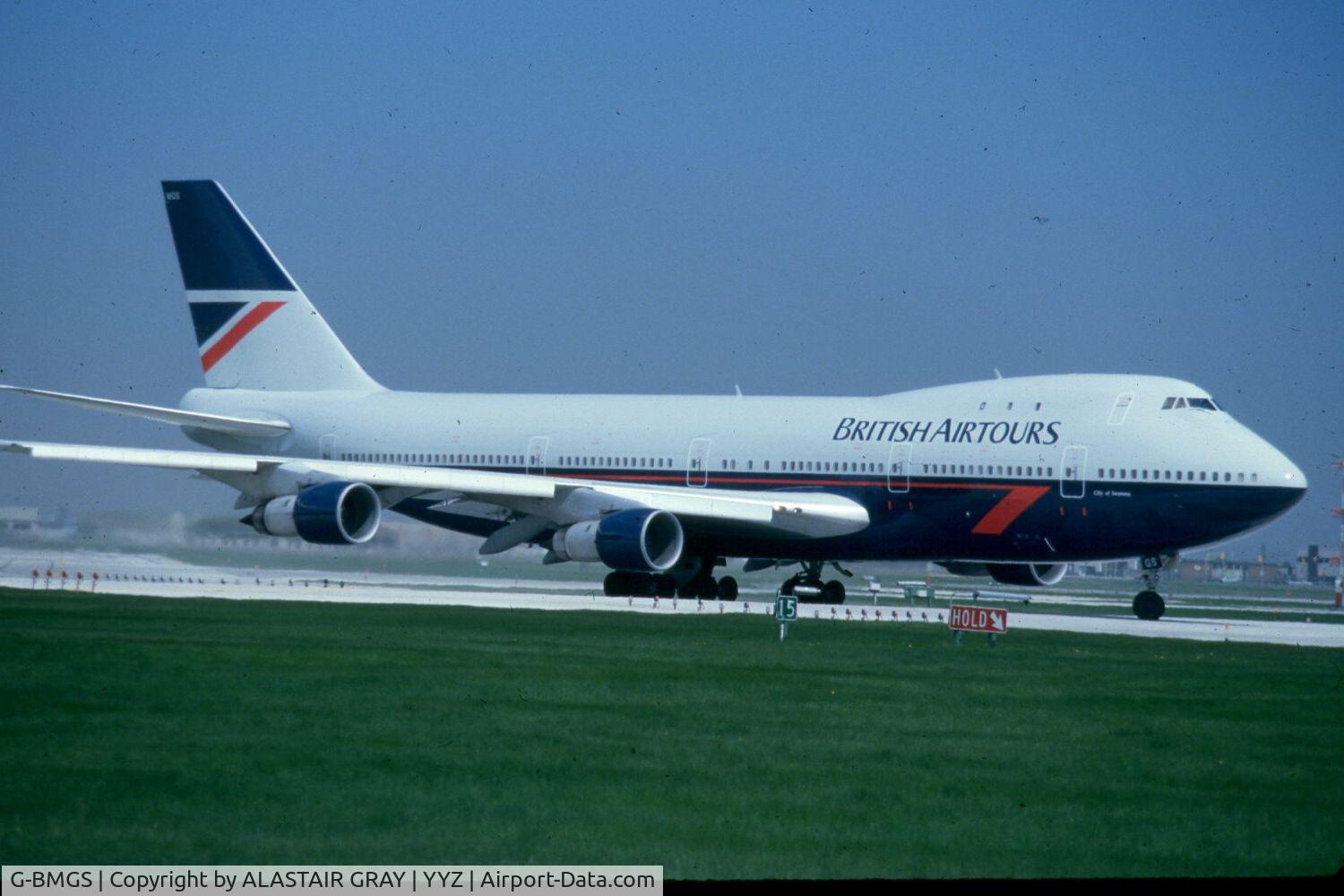 G-BMGS, 1971 Boeing 747-283B C/N 20121, getting ready to line up on runway 15 at Pearson