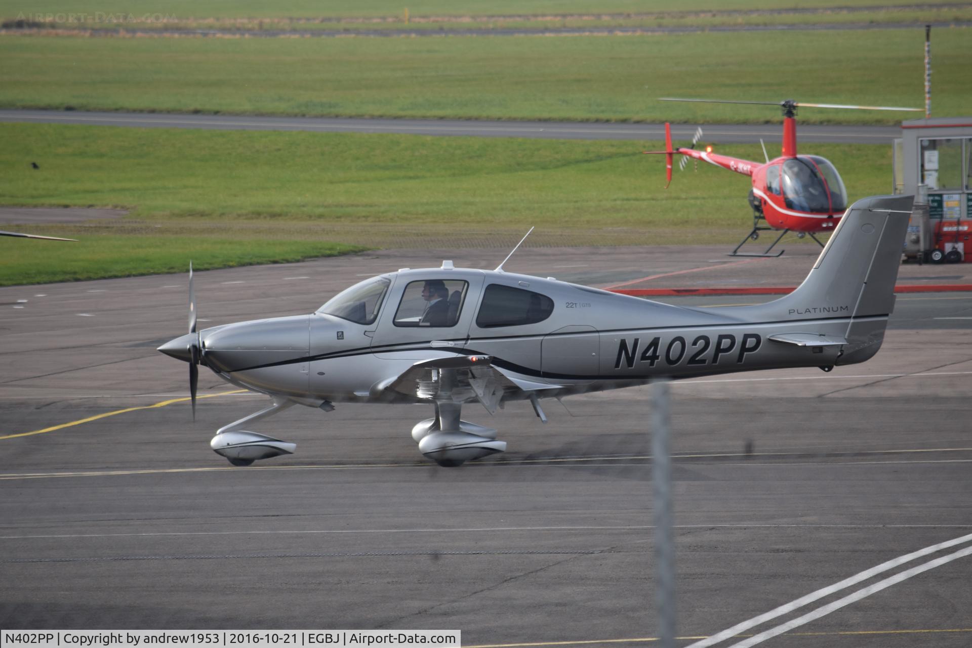 N402PP, 2016 Cirrus SR-22T G5-GTS Platinum C/N 1402, N402PP at Gloucestershire Airport.
