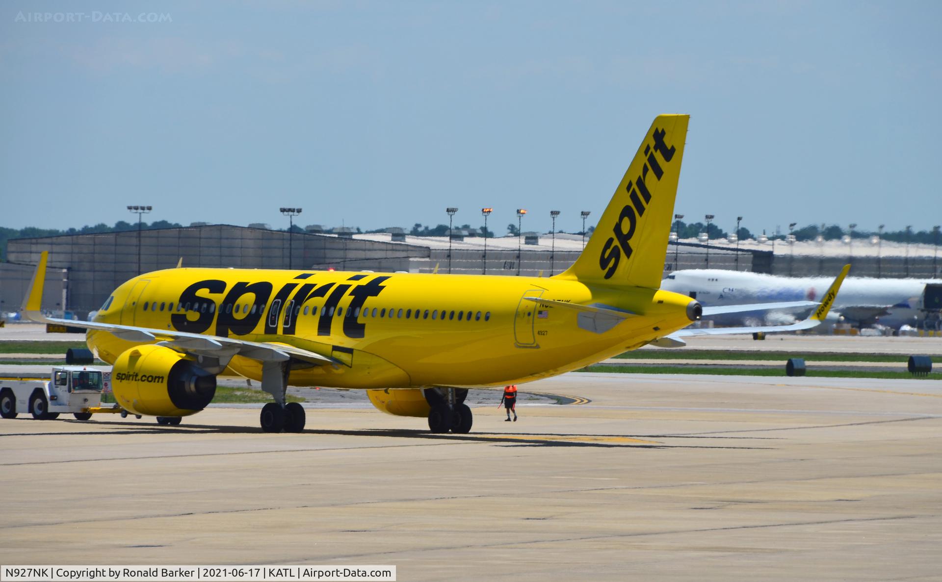 N927NK, 2019 Airbus A320-271N C/N 9075, Pushback Atlanta