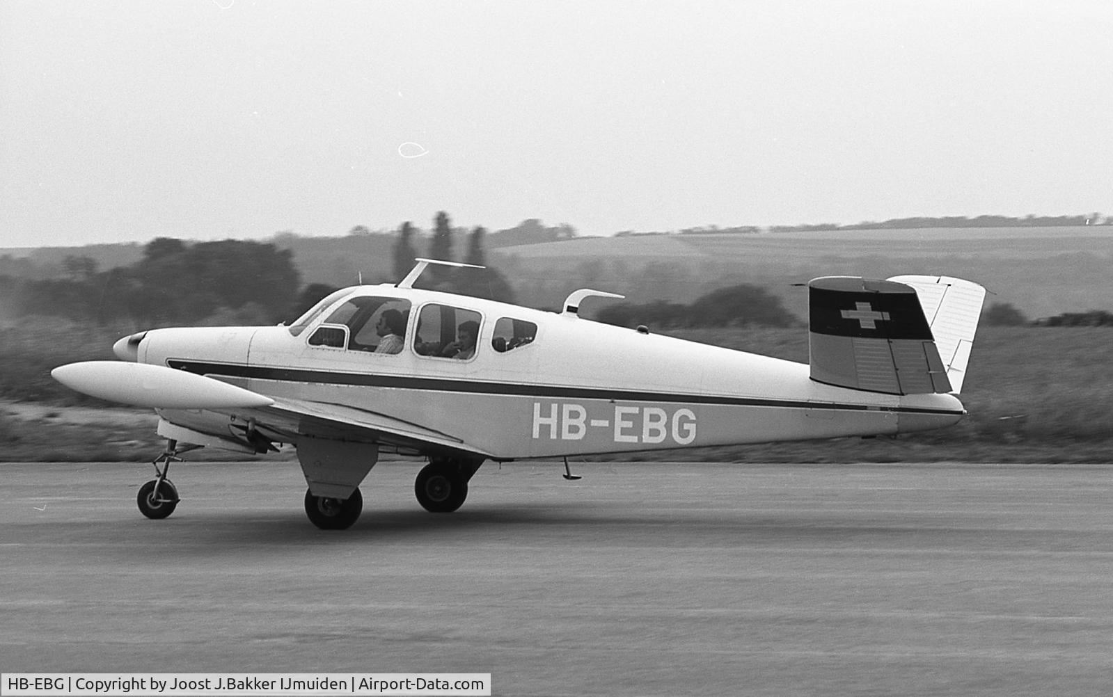 HB-EBG, 1956 Beech G35 Bonanza C/N D-4523, Brienne le Chateau airfield  RSA Rally  1984