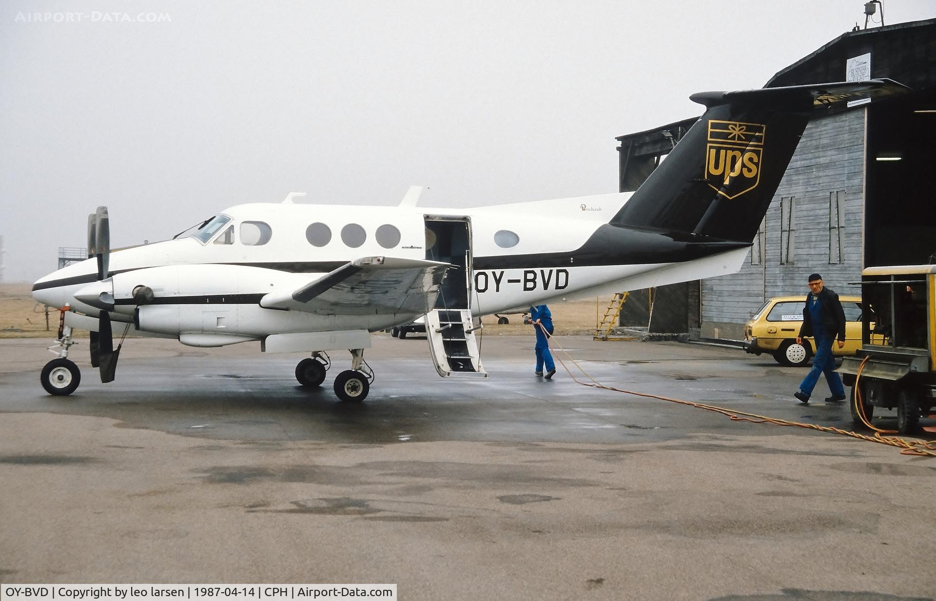 OY-BVD, 1979 Beech F90 King Air C/N LA-4, Copenhagen 14.4.1987.Flying for UPS