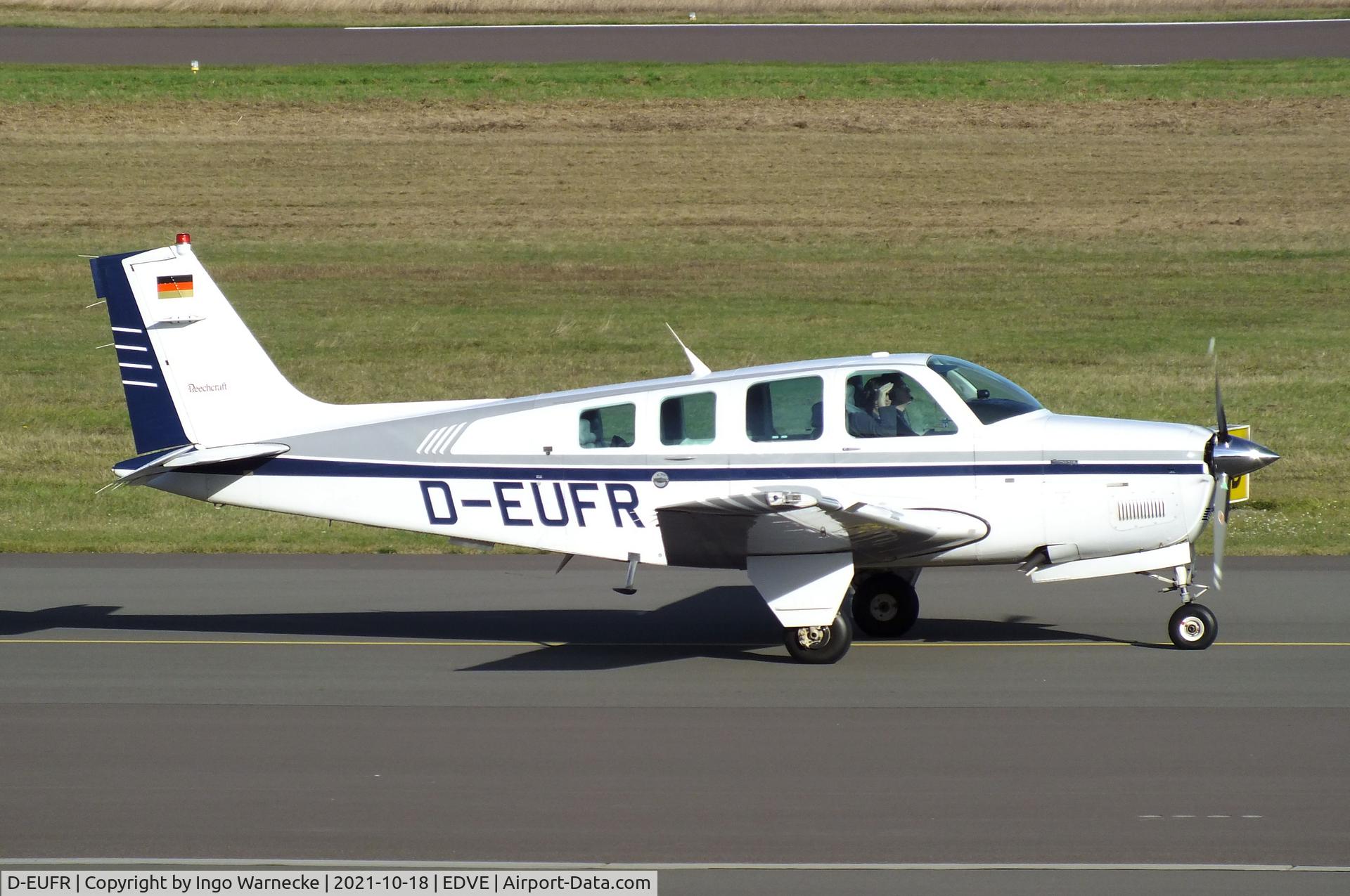 D-EUFR, Raytheon Aircraft Company A36 Bonanza C/N E-3021, Beechcraft (Raytheon) A36 Bonanza at Braunschweig-Wolfsburg airport, Waggum