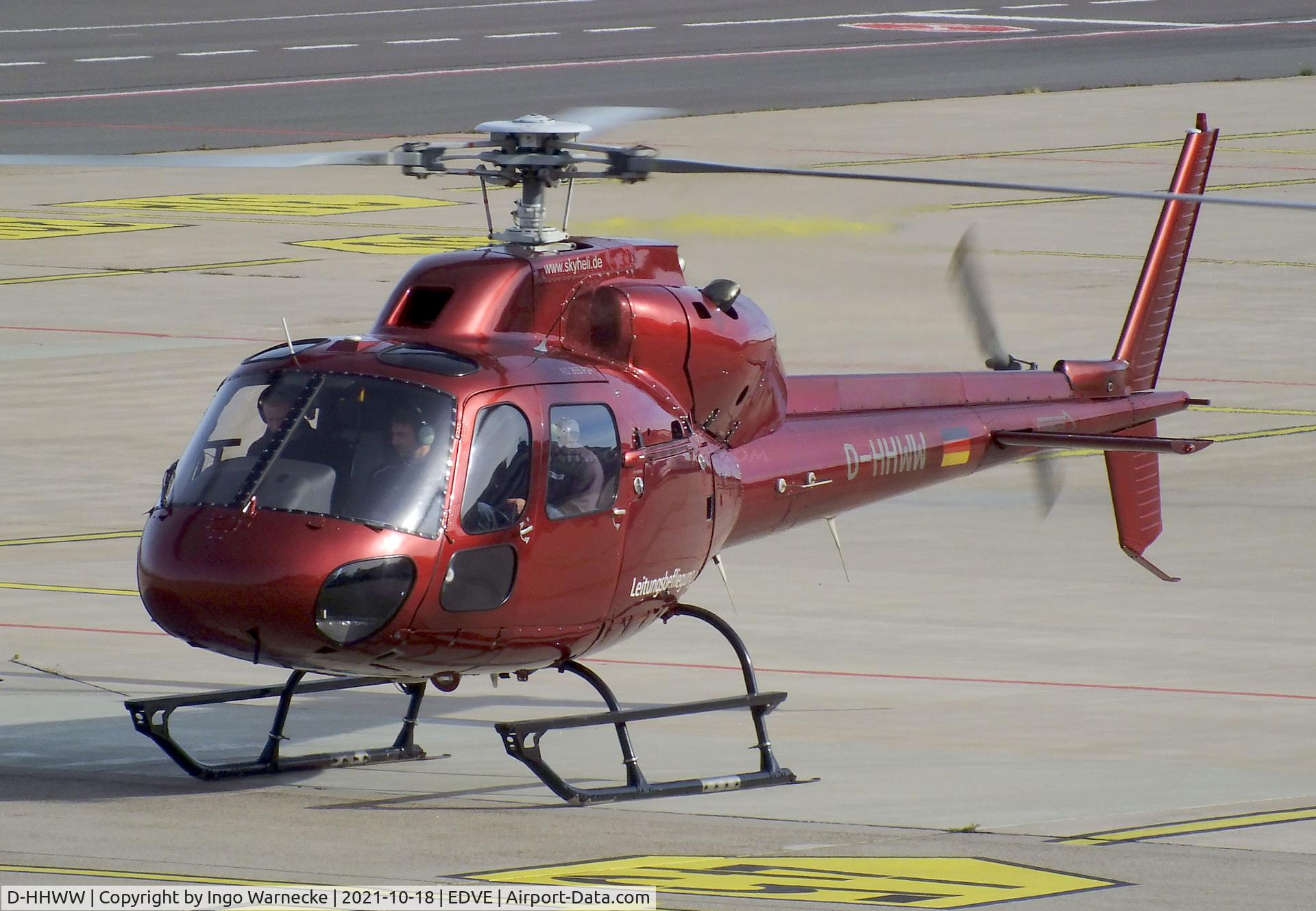 D-HHWW, Aerospatiale AS-355F-2 Ecureuil 2 C/N 5429, Aerospatiale AS.355F-2 Ecureuil 2 of Sky Heli at Braunschweig-Wolfsburg airport, Waggum