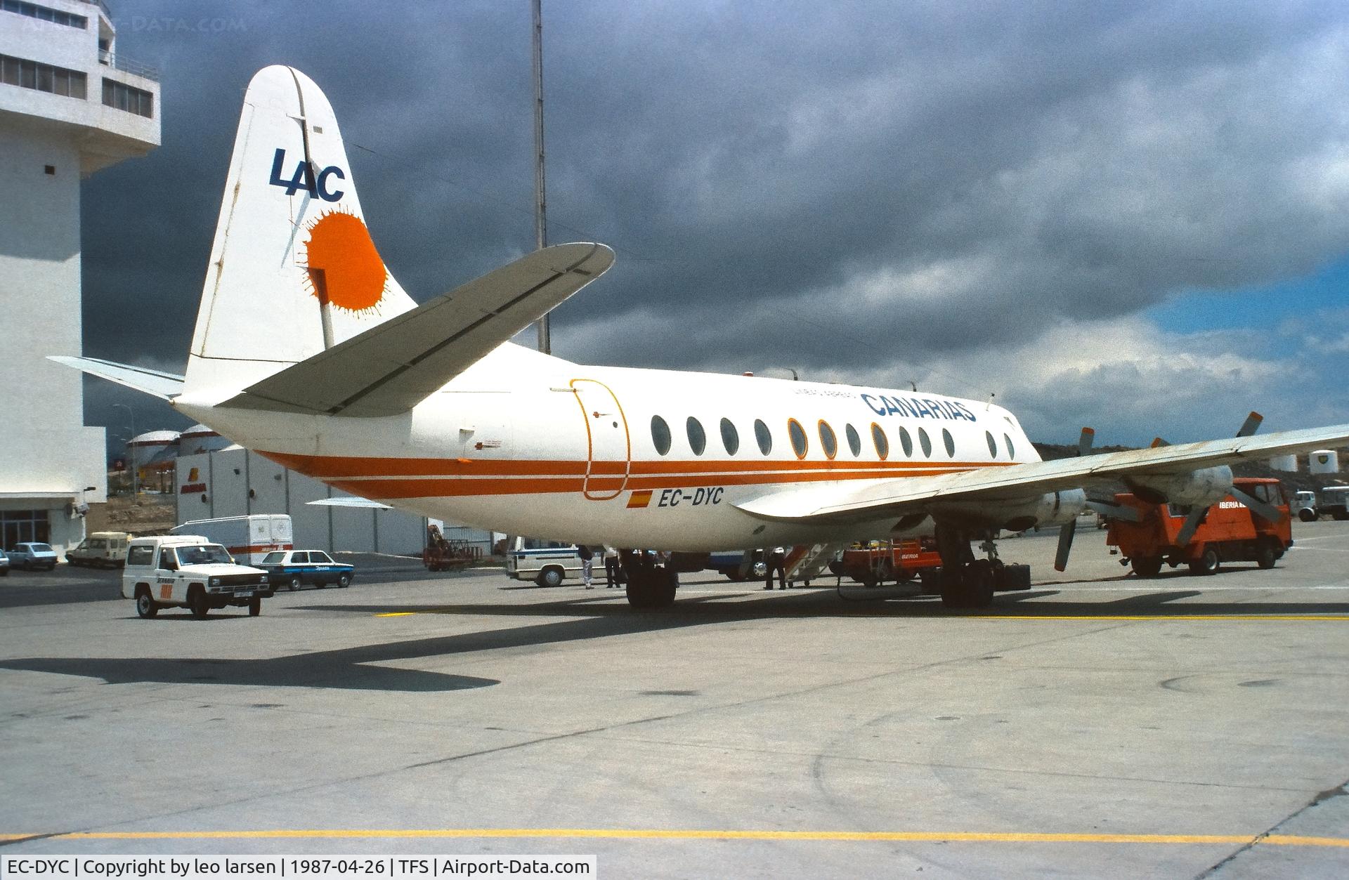 EC-DYC, 1958 Vickers Viscount 806 C/N 262, Tenerife South 26.4.1987