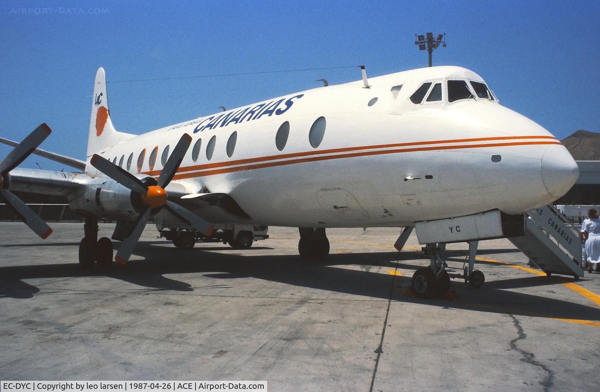 EC-DYC, 1958 Vickers Viscount 806 C/N 262, Arrecife 26.4.1987
