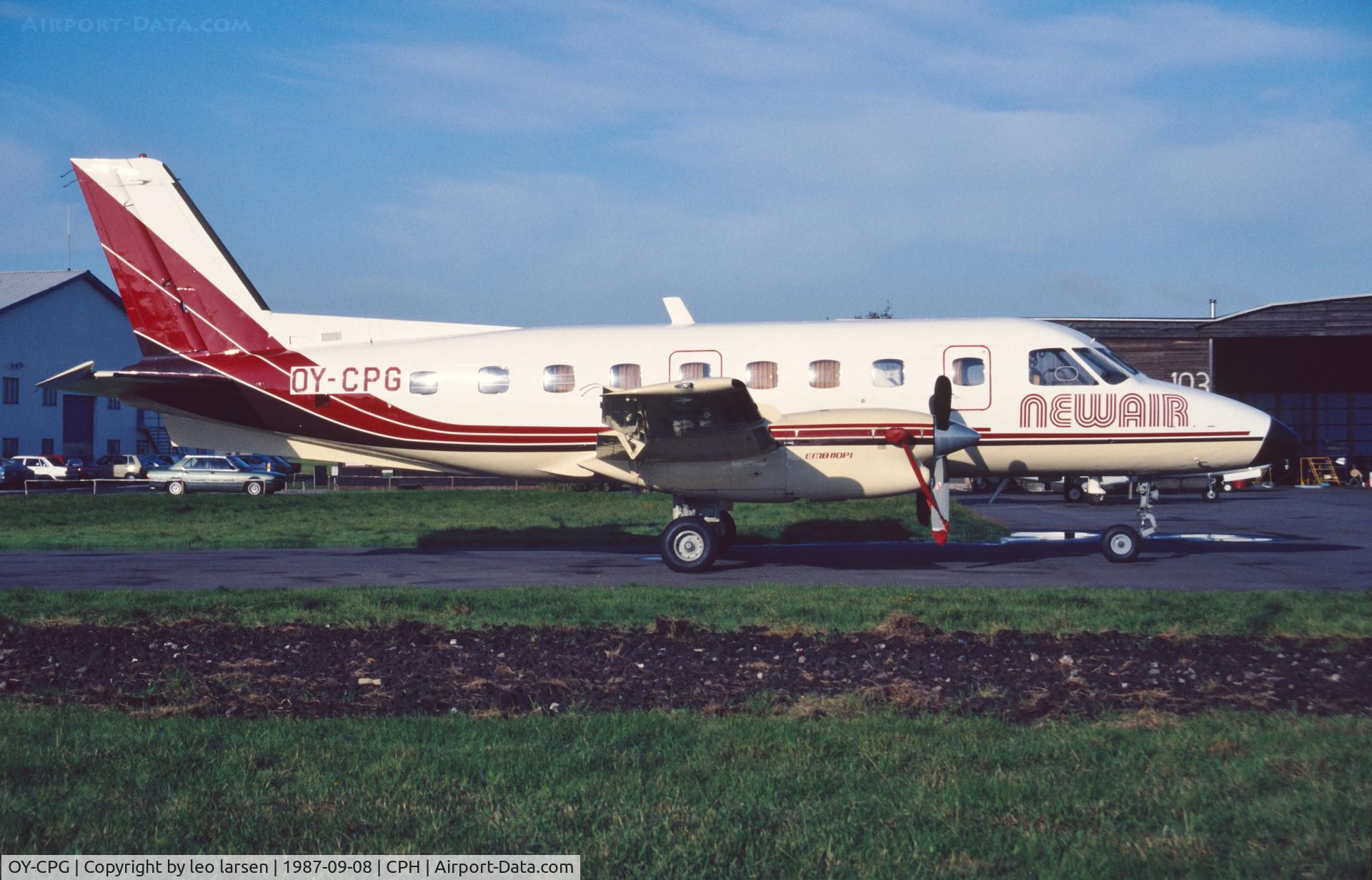 OY-CPG, 1982 Embraer EMB-110P1 Bandeirante C/N 110405, Copenhagen 8.9.1987