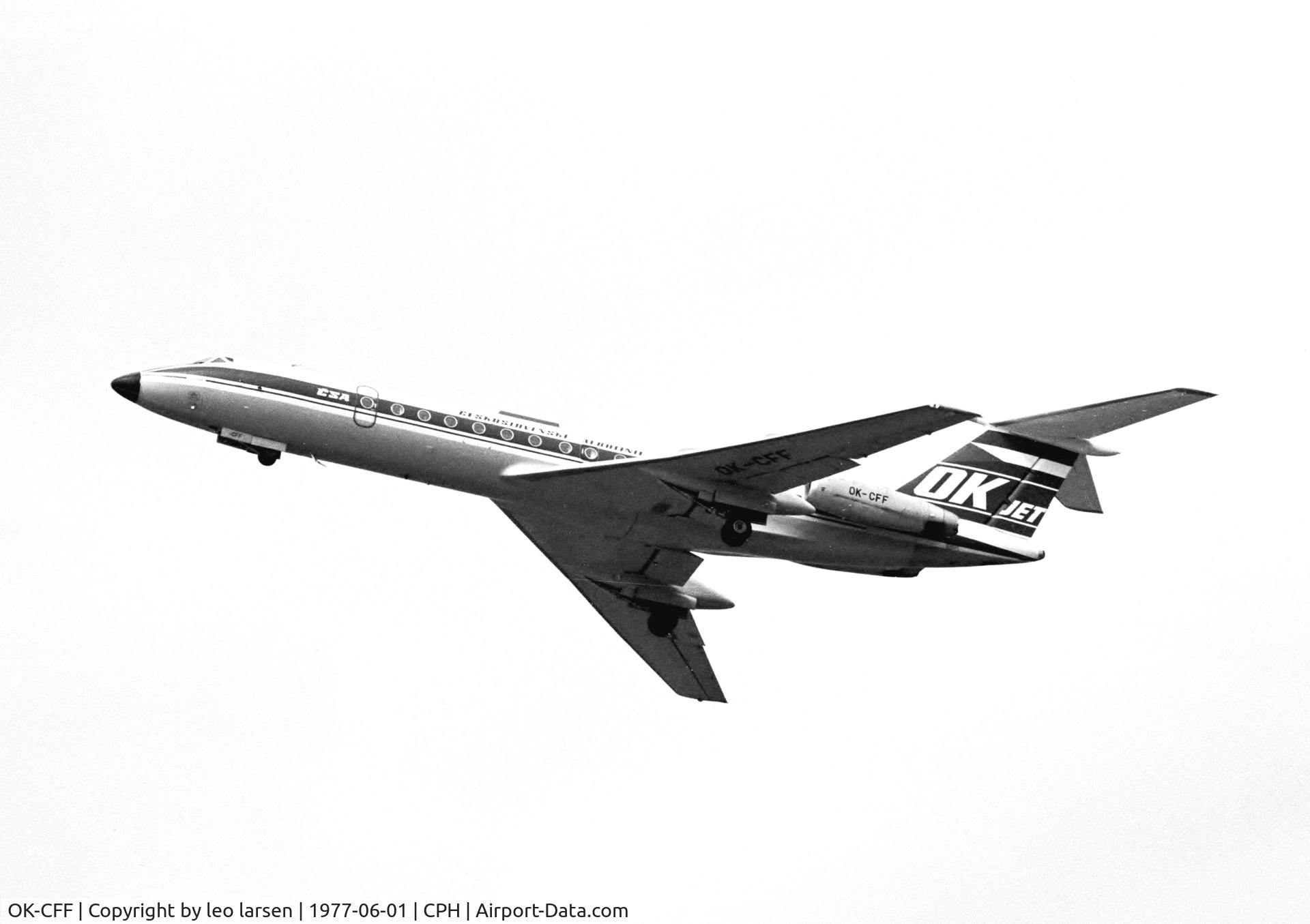 OK-CFF, 1972 Tupolev Tu-134A C/N 2351603, Copenhagen 1.6.1977