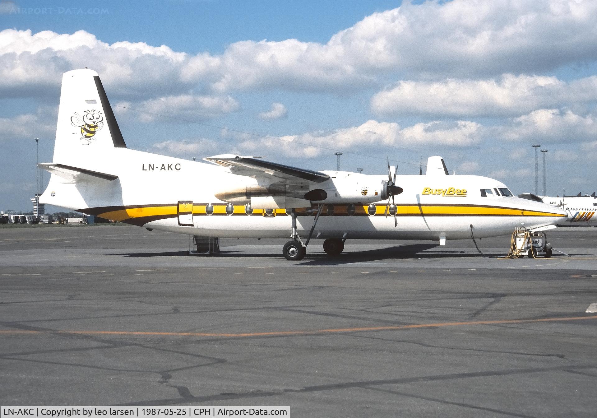 LN-AKC, 1984 Fokker F-27-200 Friendship C/N 10674, Copenhagen25.5.1987
