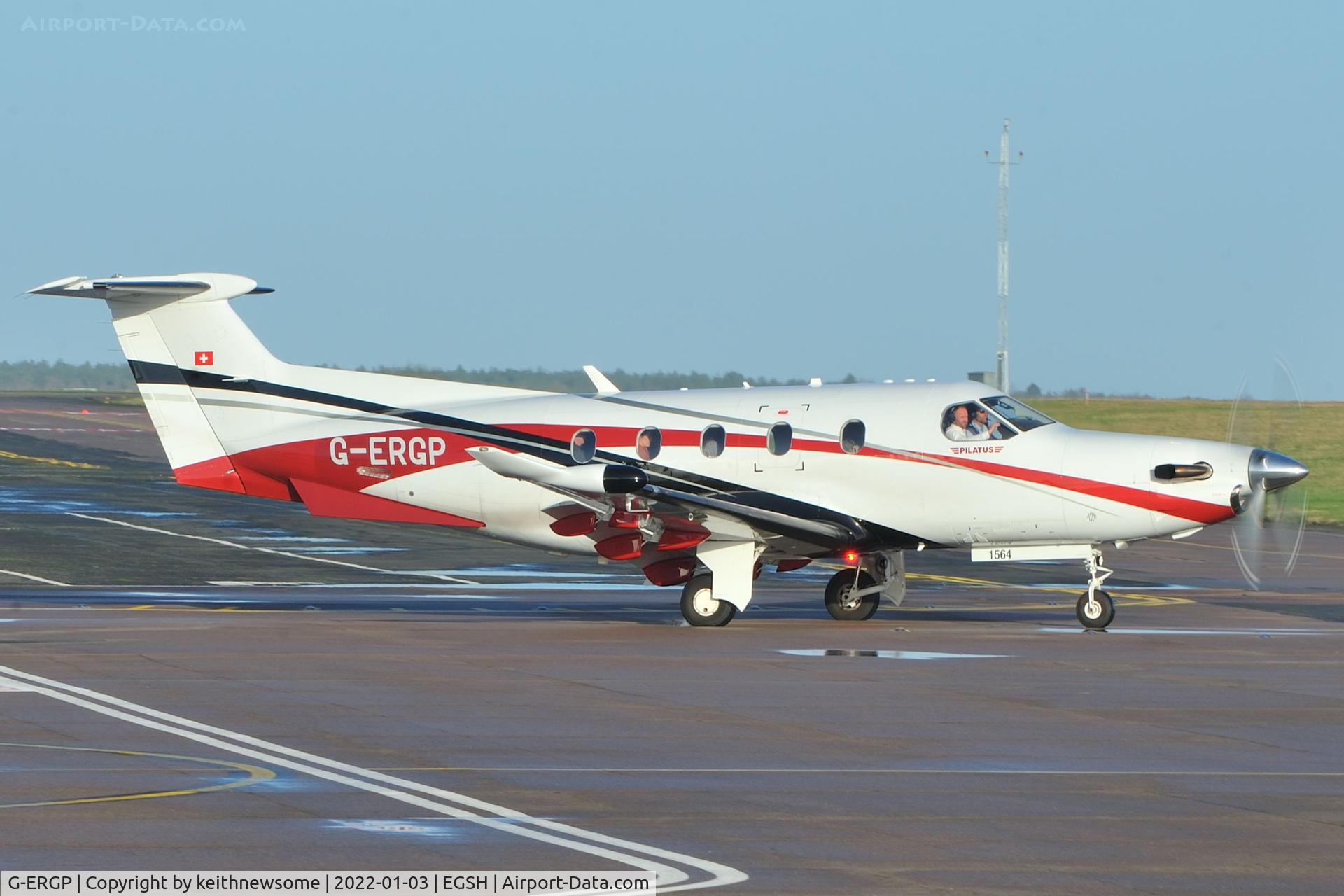 G-ERGP, 2015 Pilatus PC-12/47E C/N 1564, Leaving Norwich.