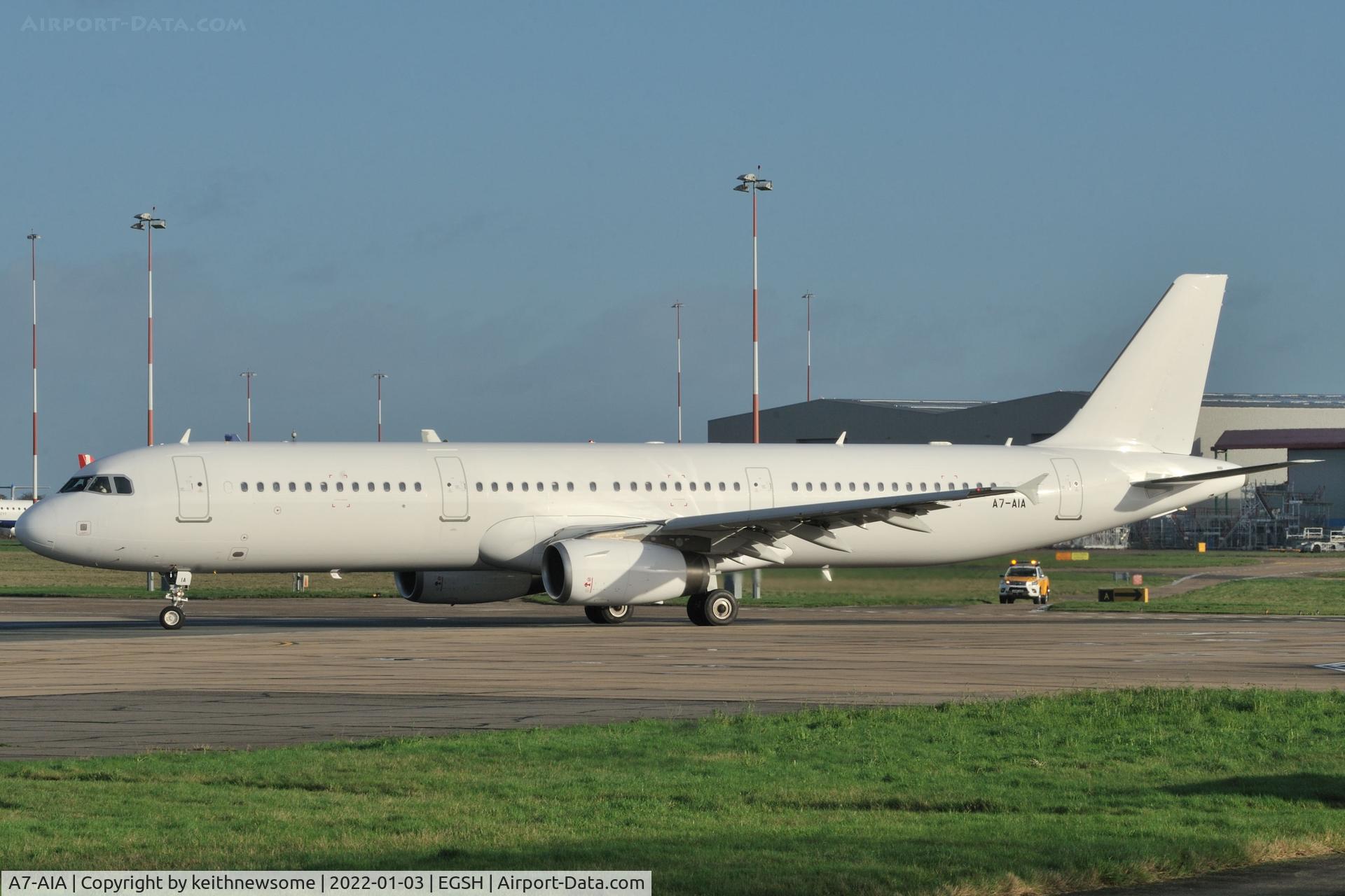A7-AIA, 2010 Airbus A321-231 C/N 4173, Leaving Norwich for Doha, Qatar.