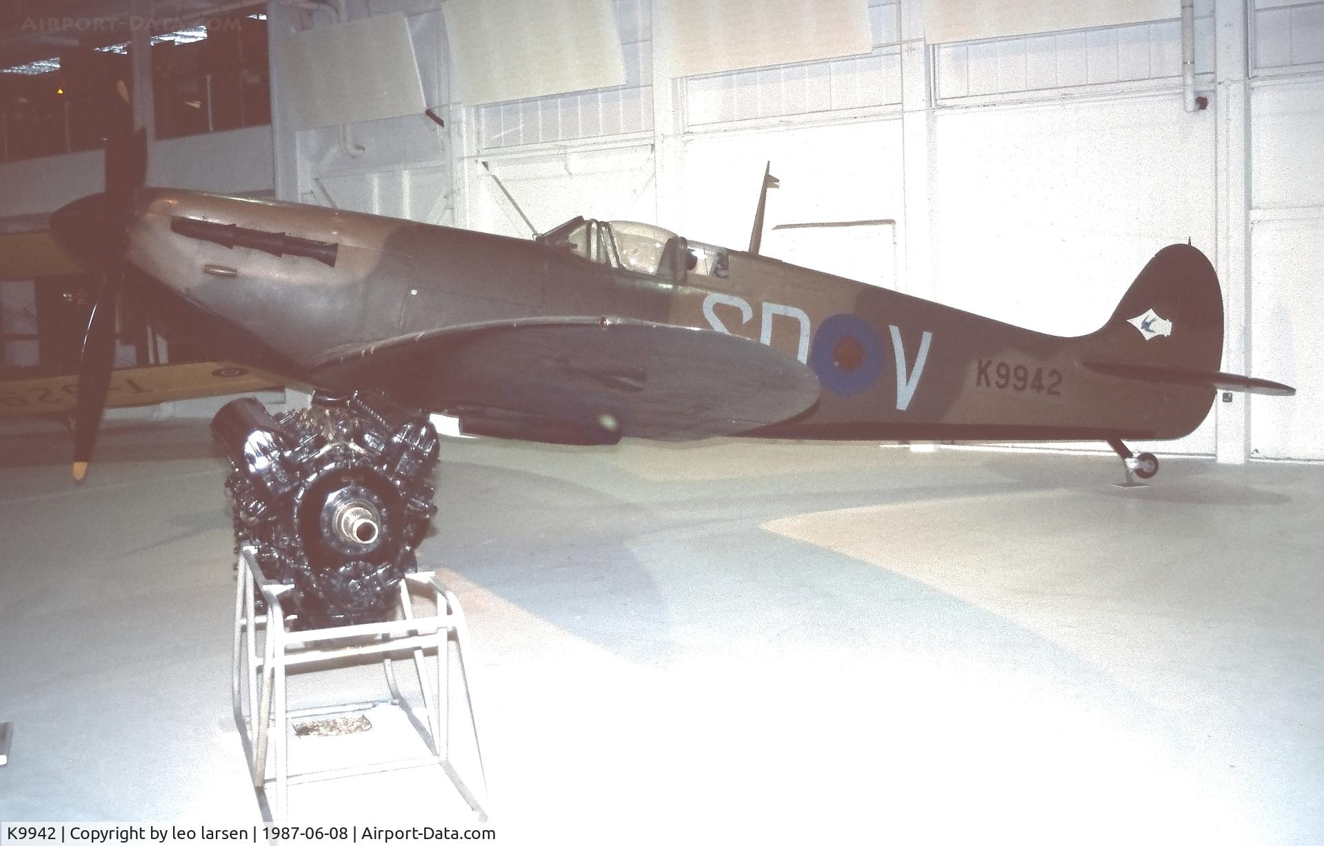 K9942, 1939 Supermarine Spitfire Mk IA C/N 6S/30225, RAF Museum Hendon 8.6.1987