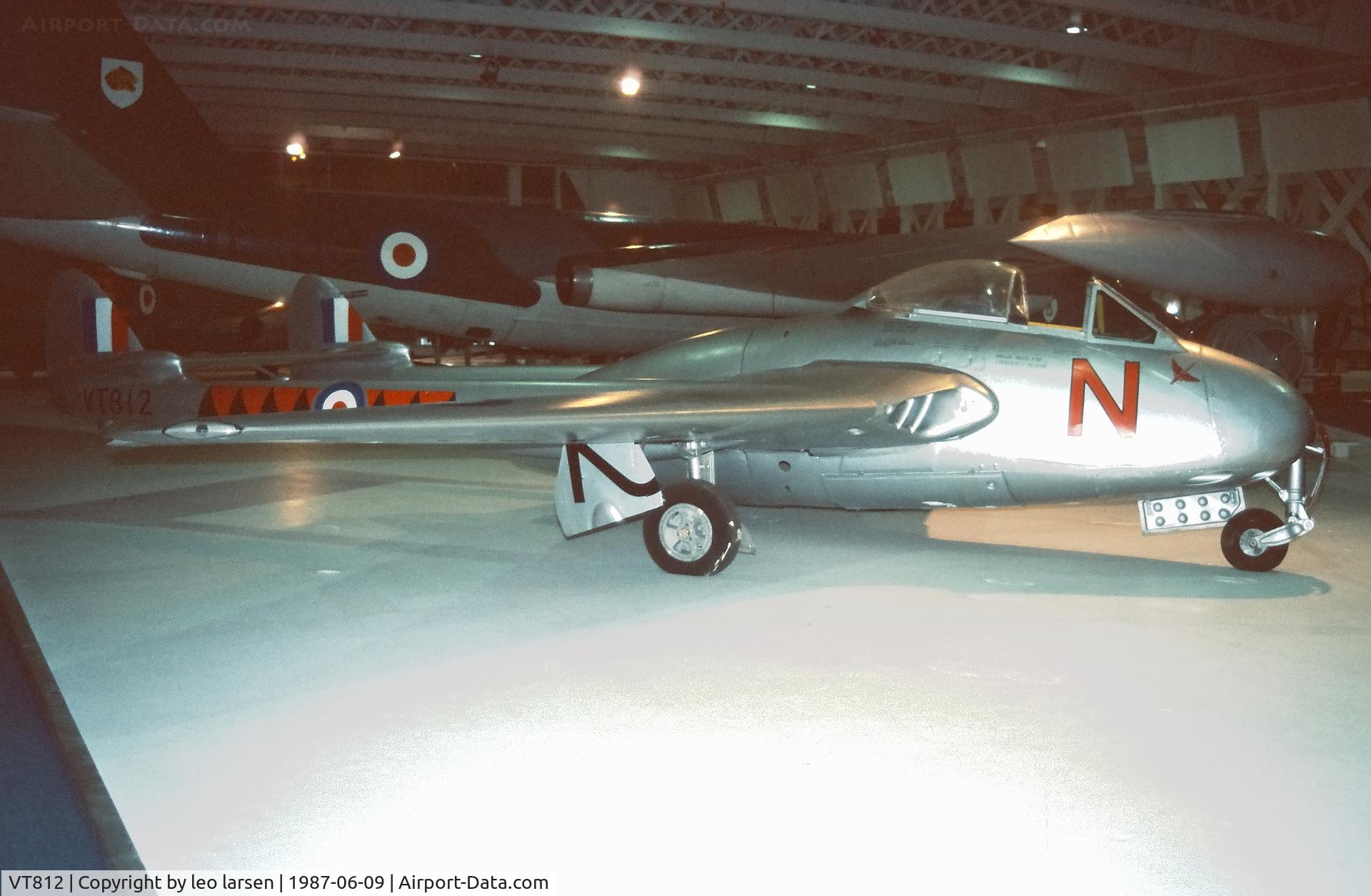 VT812, 1947 De Havilland DH-100 Vampire F.3 C/N Not found VT812, RAF Museum Hendon 9.6.1987