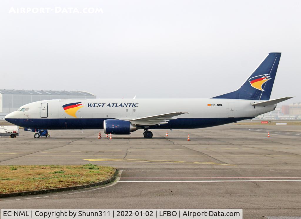 EC-NML, 1993 Boeing 737-436 C/N 25859, Parked at the Cargo apron... Still in West Atlantic Cargo c/s. Operated by Swiftair