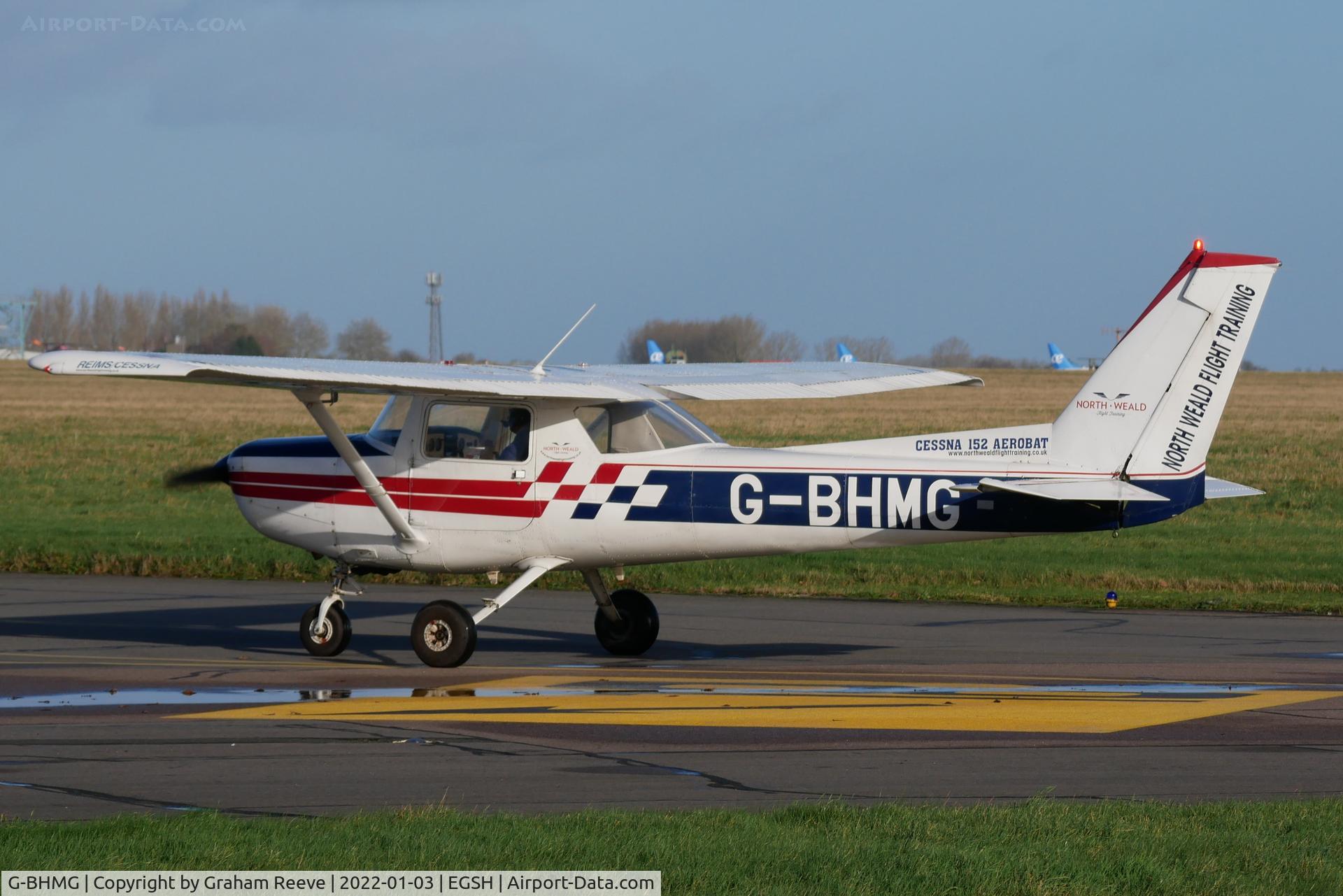 G-BHMG, 1980 Reims FA152 Aerobat C/N 0368, Just landed at Norwich.