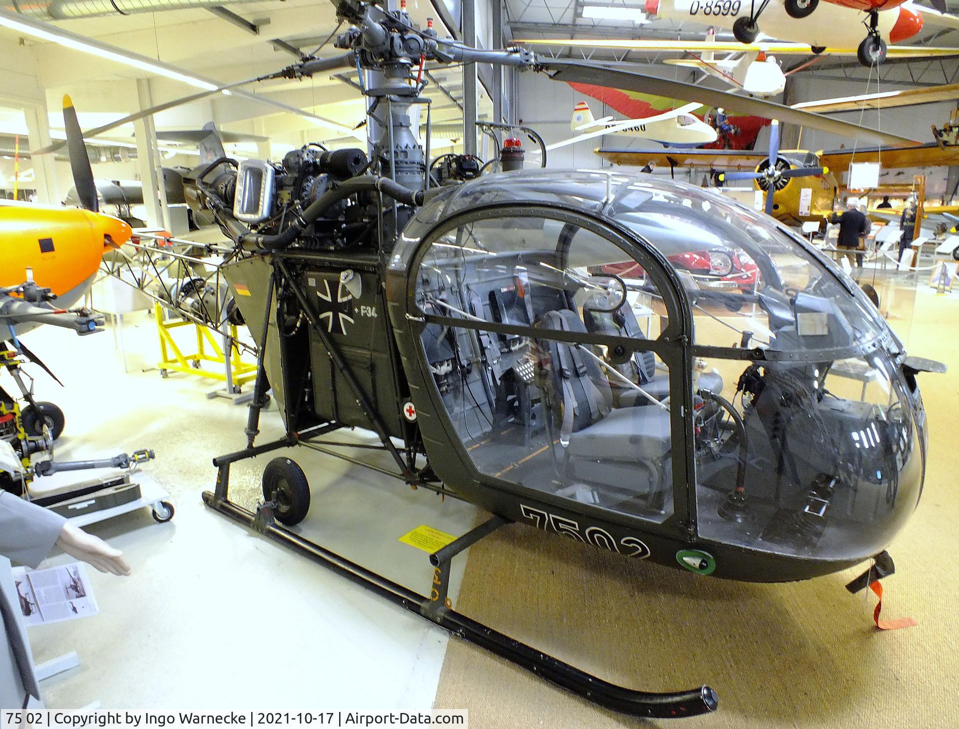 75 02, Sud SE-3130 Alouette II C/N 1180, Sud Aviation SE.3130 Alouette II at the Luftfahrtmuseum Laatzen, Laatzen (Hannover)