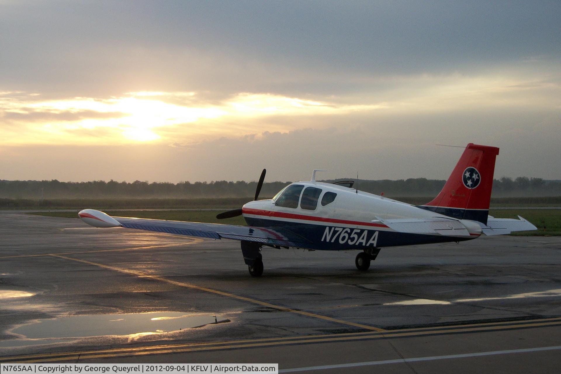 N765AA, 1959 Beech 35-33 Debonair C/N CD-10, Early morning at KFLV prior to departure to KMDW