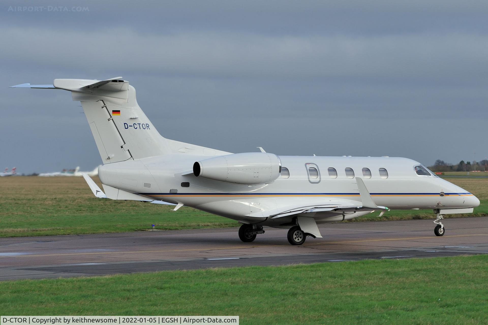 D-CTOR, Embraer EMB-505 Phenom 300 C/N 50500481, Leaving Norwich for Billund, Denmark.