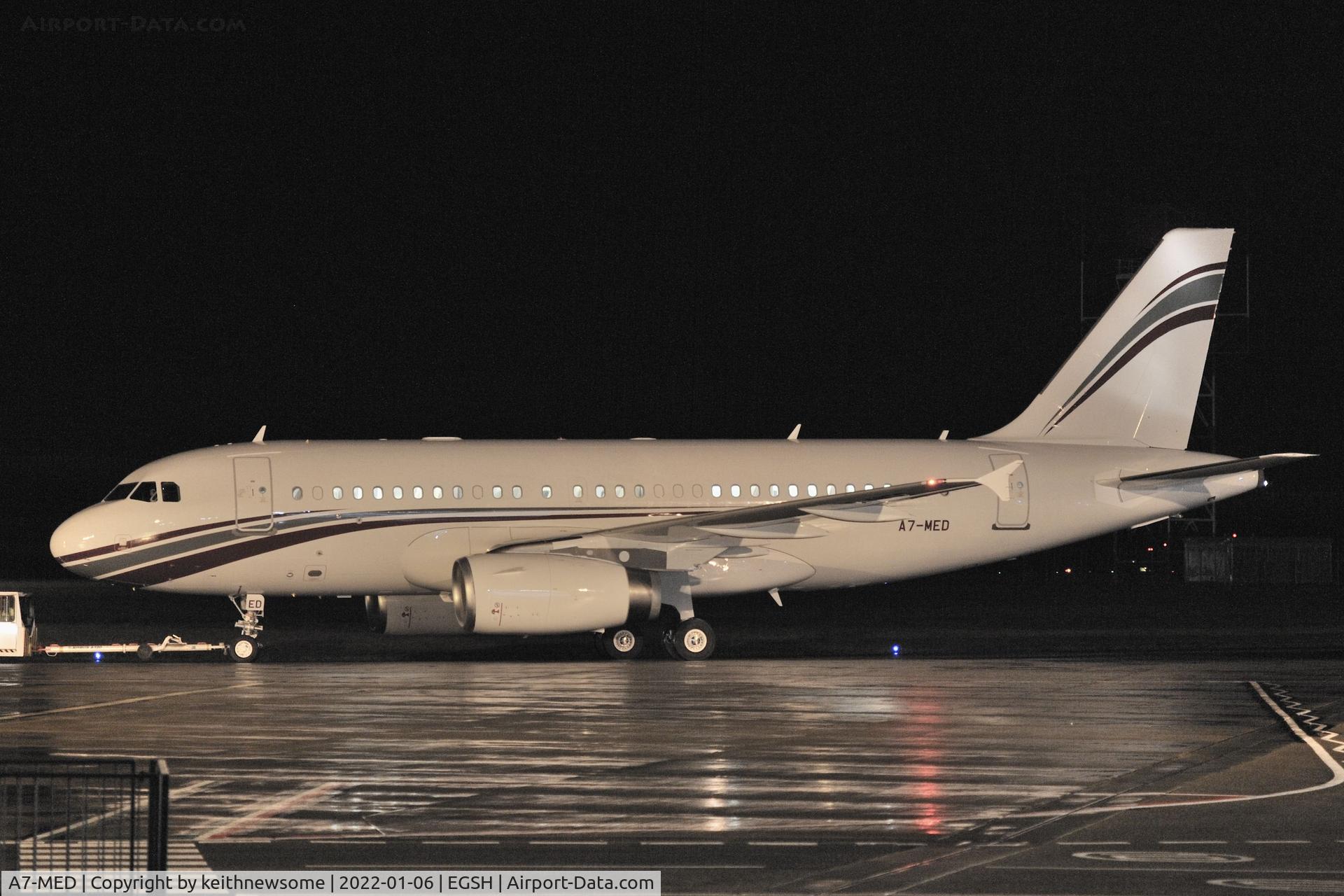 A7-MED, 2009 Airbus A319-133LR C/N 4114, Removed from spray shop with new colour scheme.