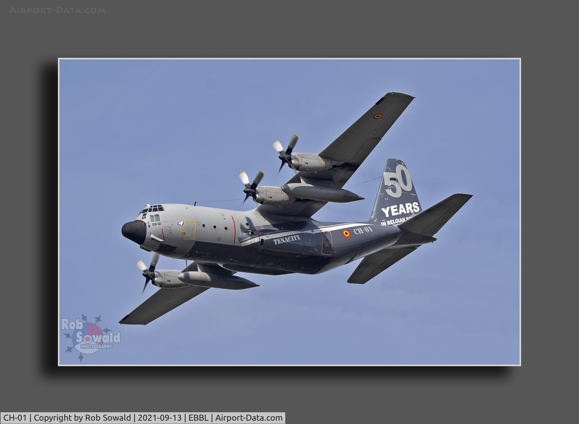 CH-01, 1971 Lockheed C-130H Hercules C/N 382-4455, Flying over Kleine Brogel airbase.