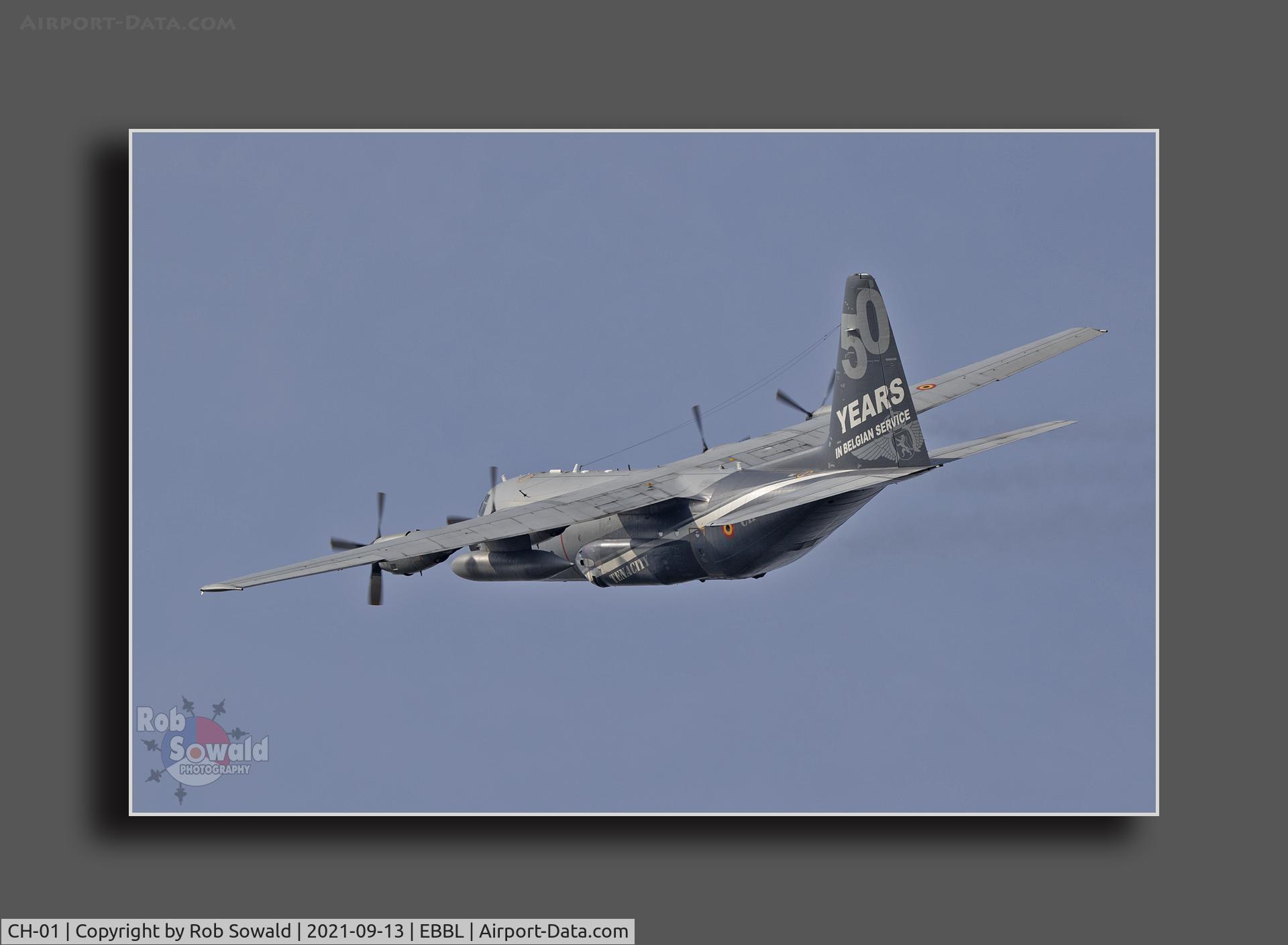 CH-01, 1971 Lockheed C-130H Hercules C/N 382-4455, Flying over Kleine Brogel airbase.
