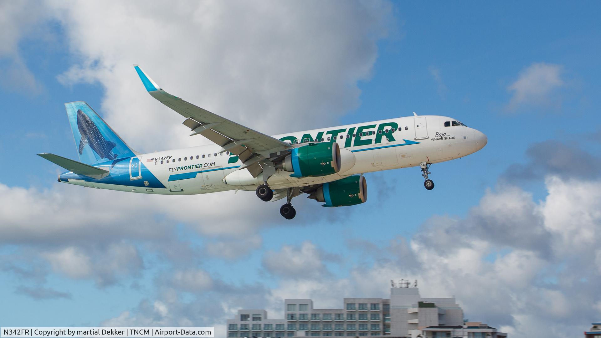 N342FR, 2018 Airbus A320-251N C/N 8537, Maho beach