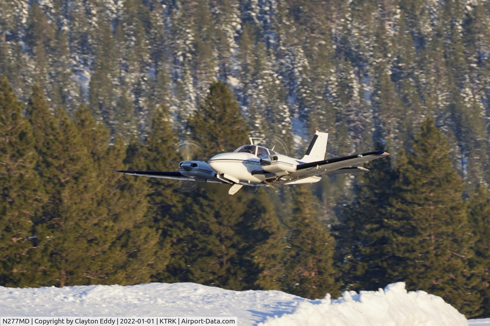 N277MD, 1966 Beech C55 Baron (95-C55) C/N TE-223, Truckee airport in California 2022.