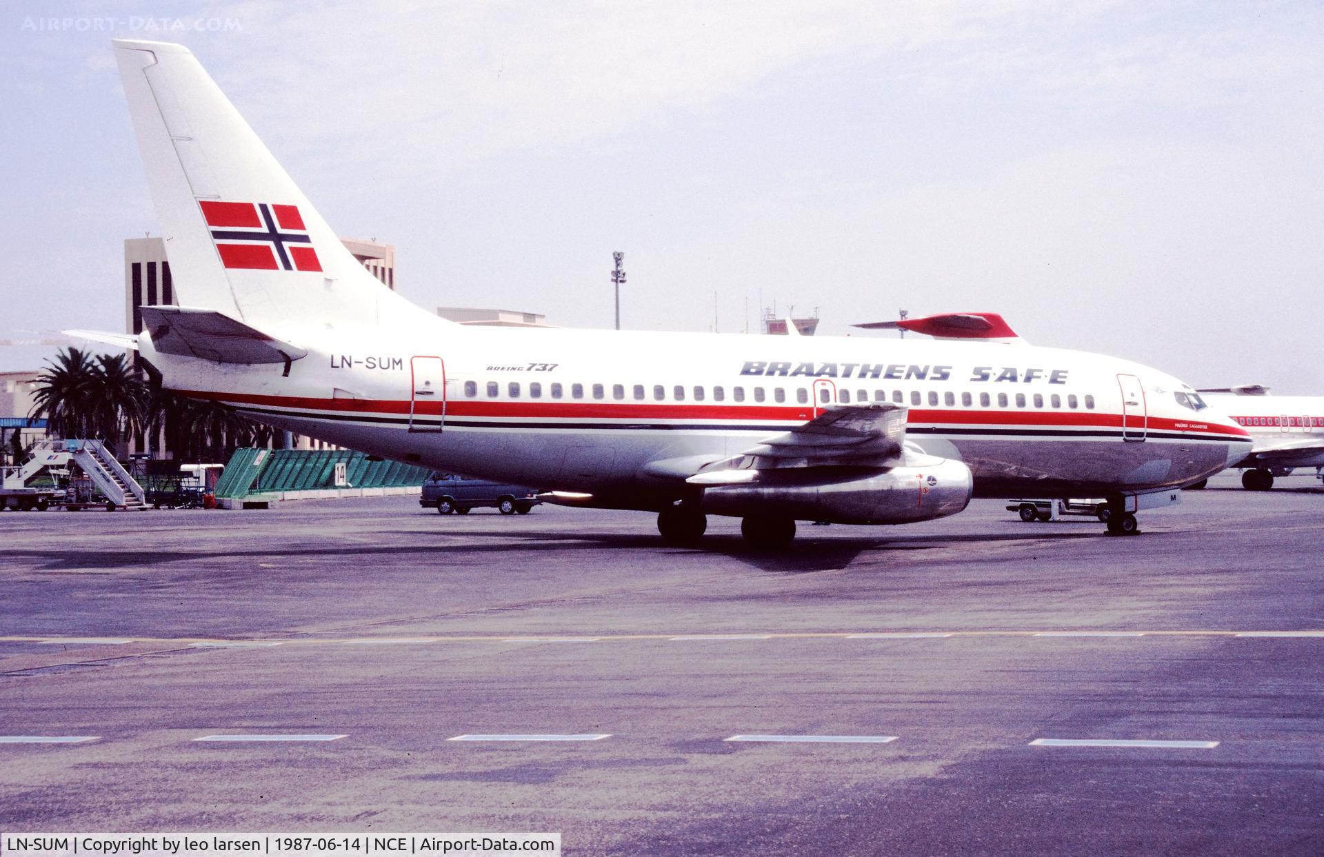 LN-SUM, 1977 Boeing 737-205 C/N 21445, Nice 14.6.1987