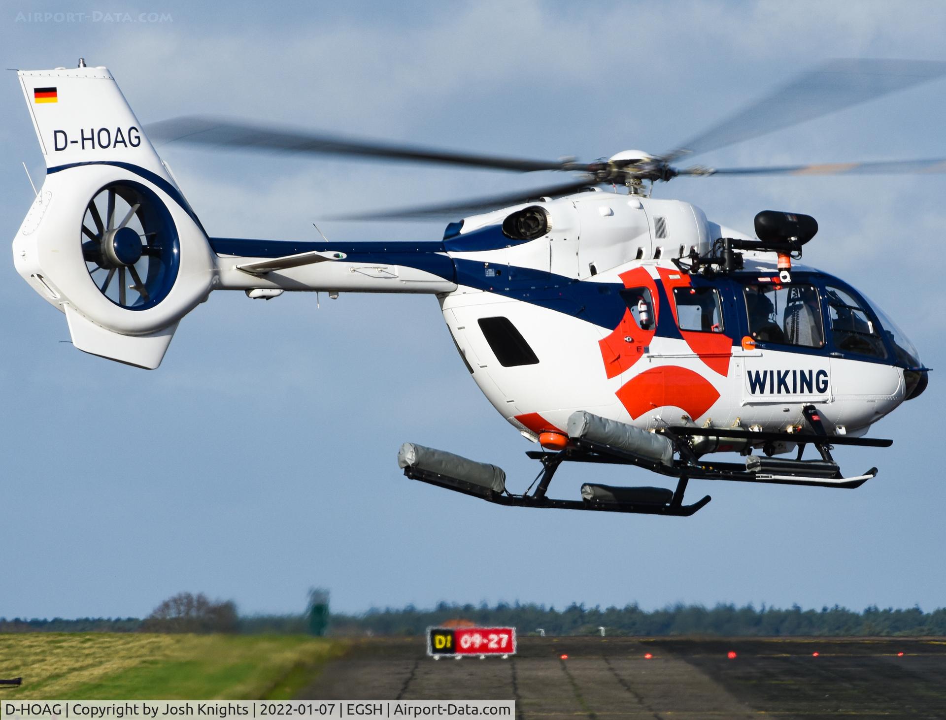 D-HOAG, 2017 Airbus Helicopters H-145 (BK-117D-2) C/N 20178, Departing to Newcastle.